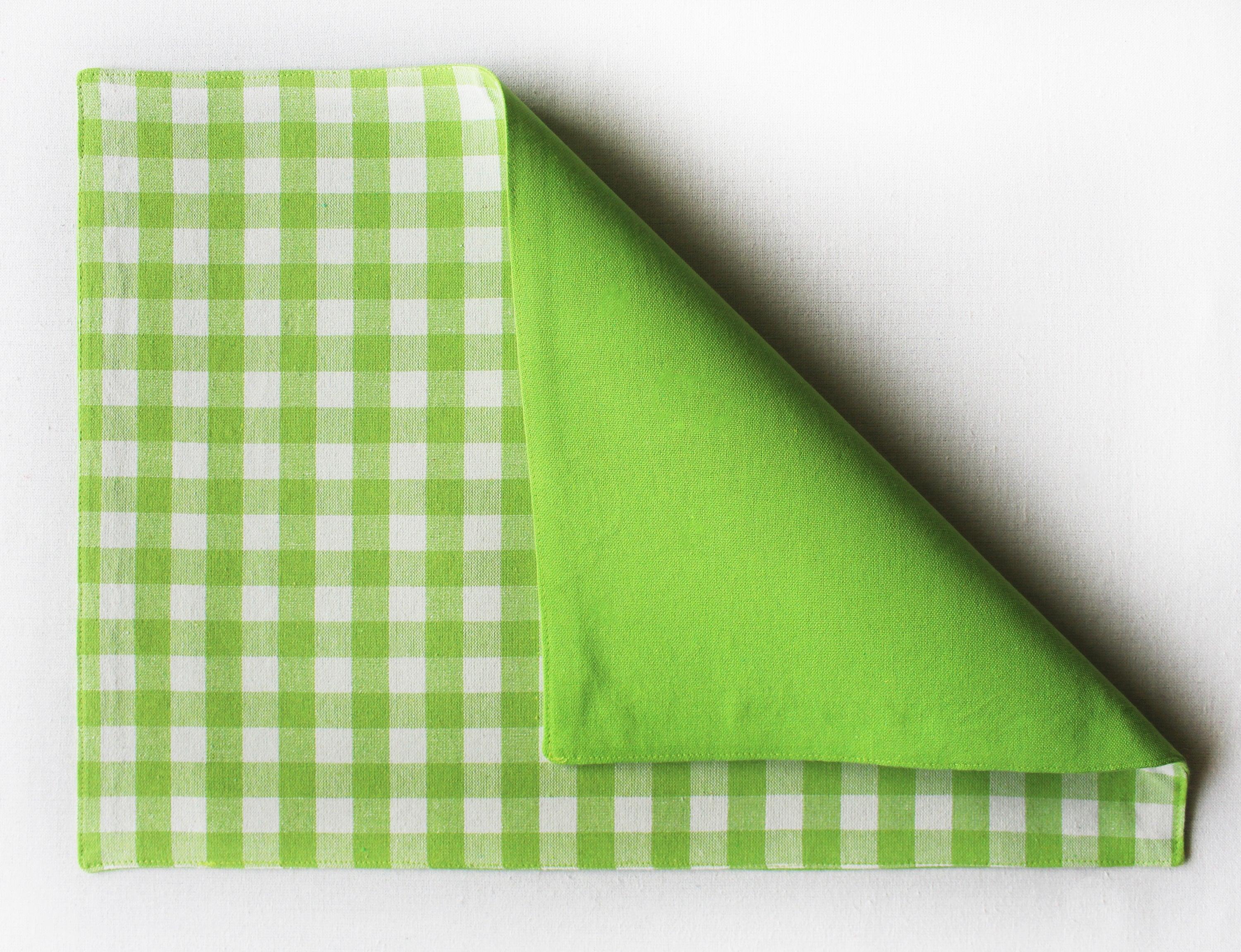 Cotton Gingham Check Green Table Placemats Pack Of 4