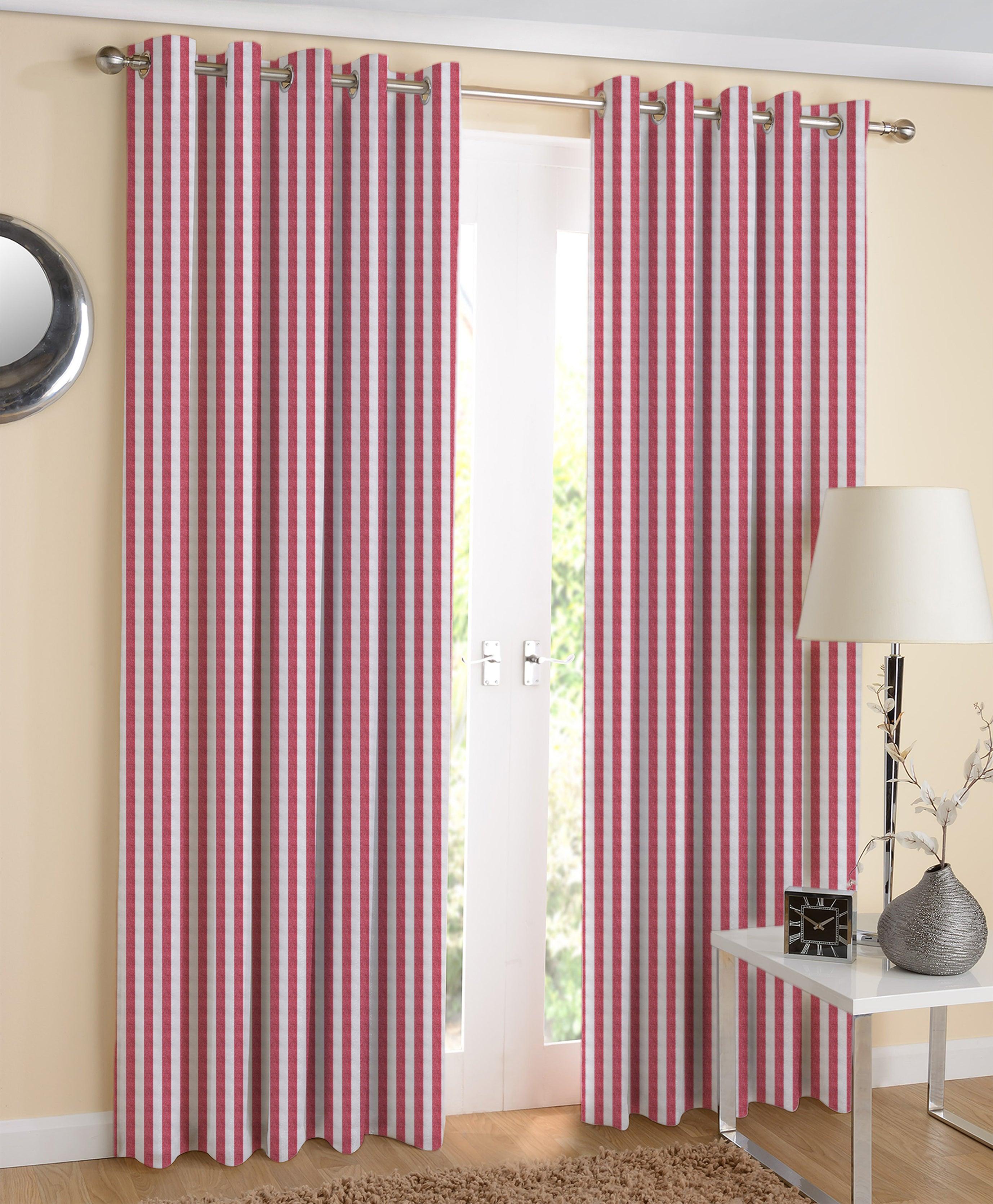 Cotton Candy Stripe Long 9ft Door Curtains Pack Of 2