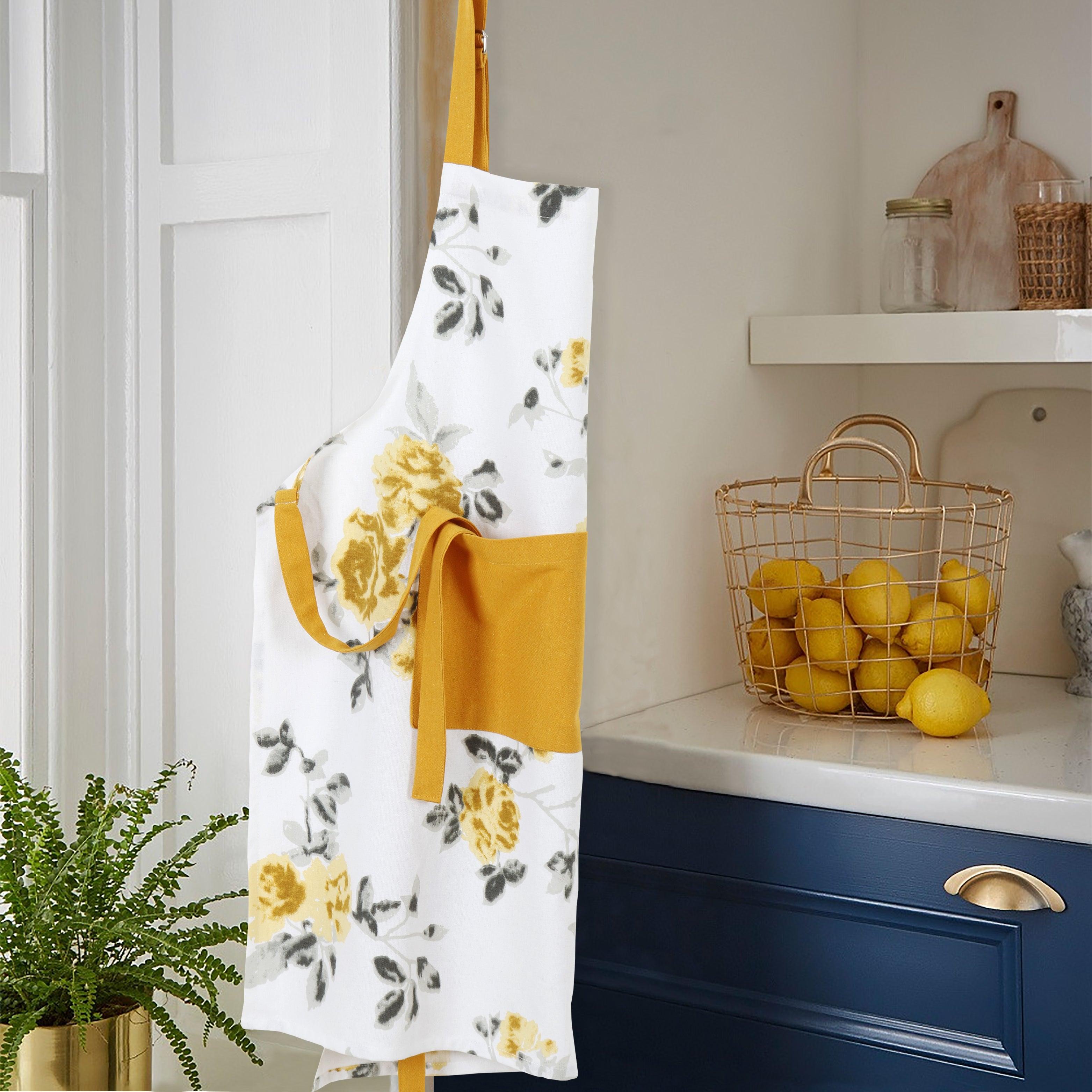 Cotton Elan Flower With Solid Pocket Free Size Apron