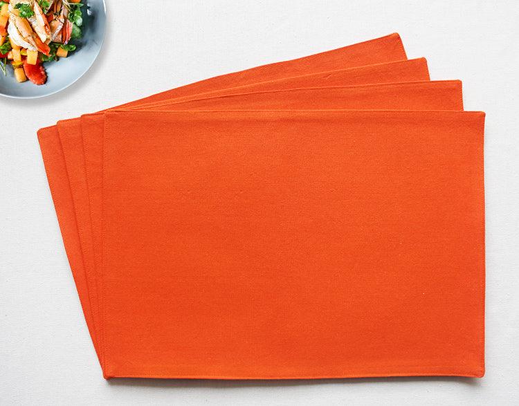 Cotton Solid Orange Table Placemats Pack Of 4