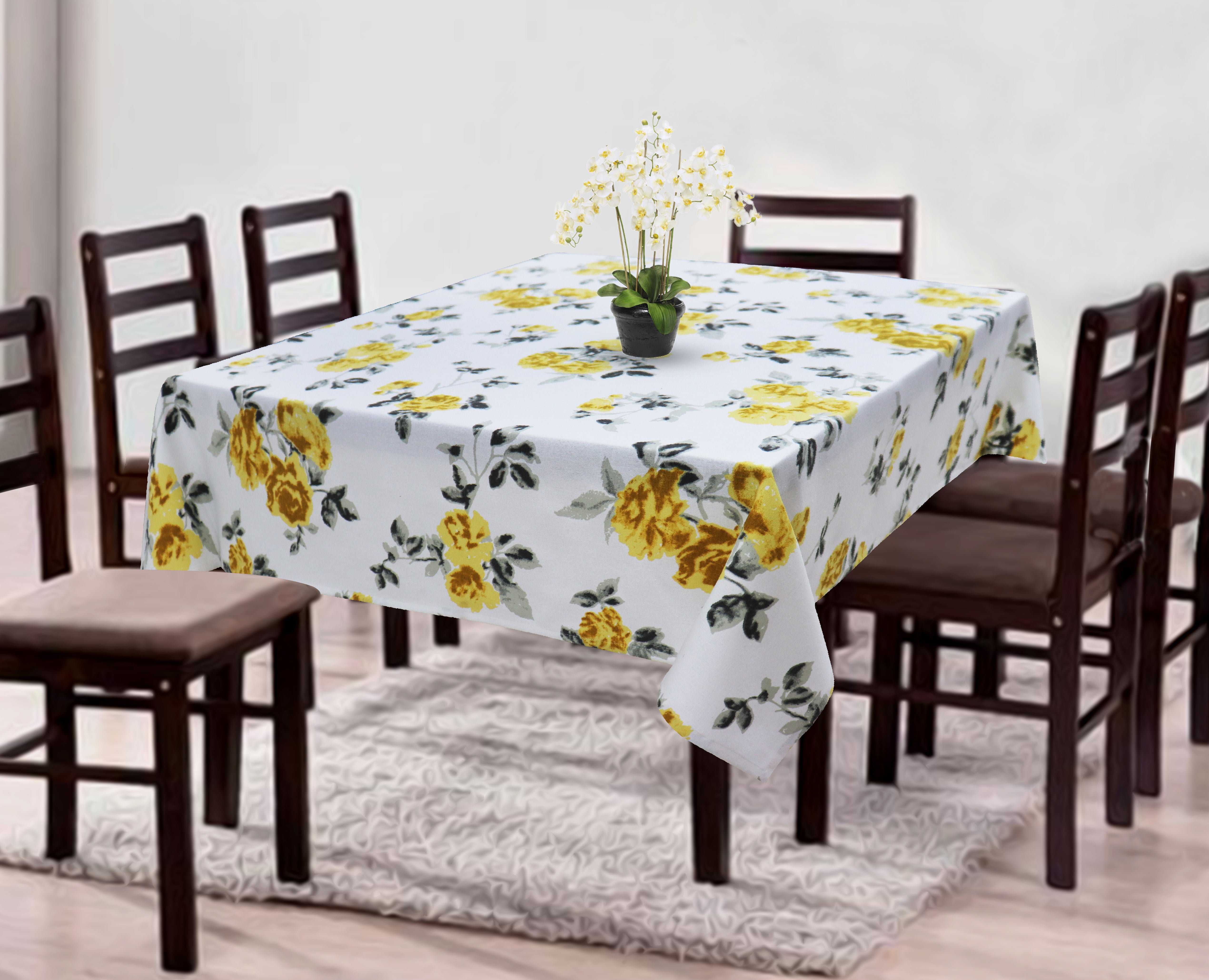 Cotton Elan Flower 4 Seater Table Cloths