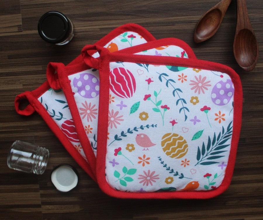 Cotton Printed Flower Pot Holders Pack Of 3