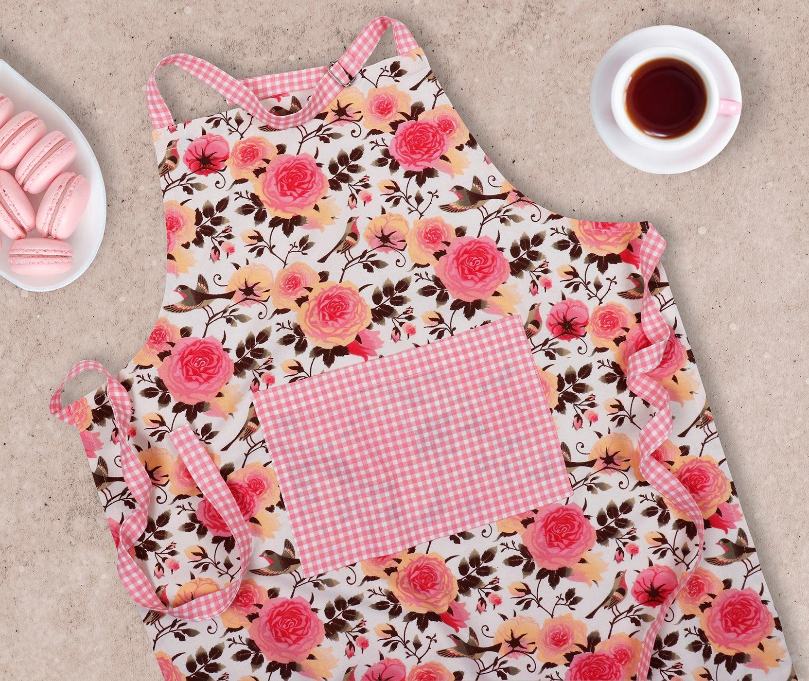 Cotton Isabella With Micro Check Pocket Free Size Apron