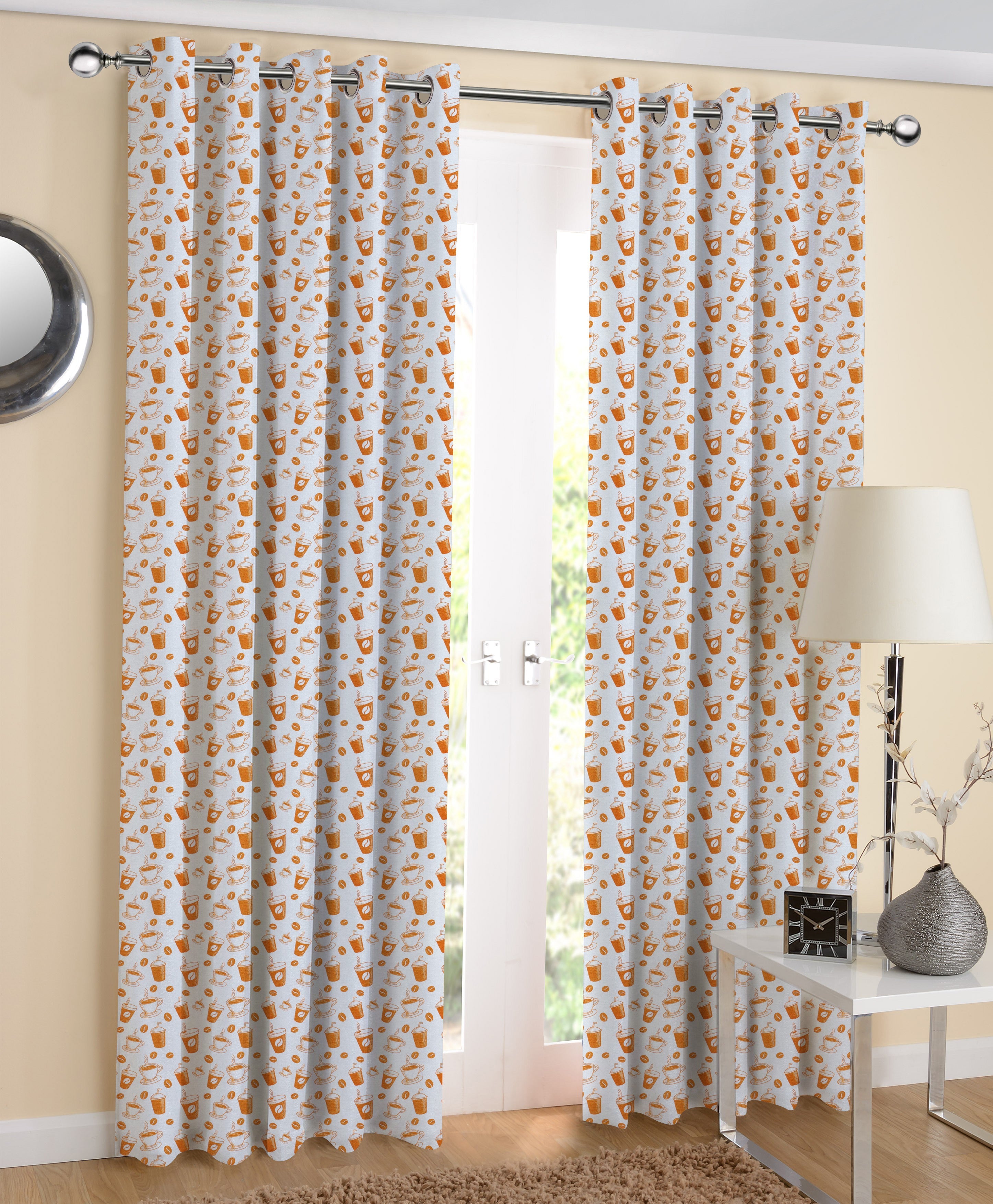 Cotton Cold Coffee 7ft Door Curtains Pack Of 2