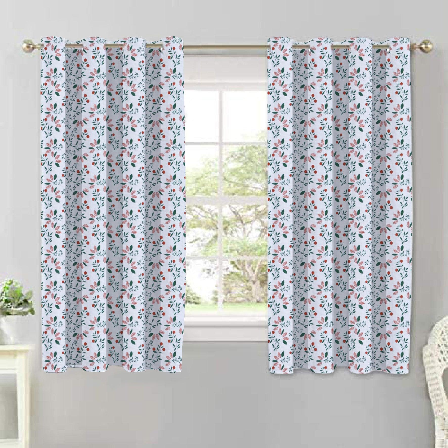 Cotton Kathambari Leaf 5ft Window Curtains Pack Of 2