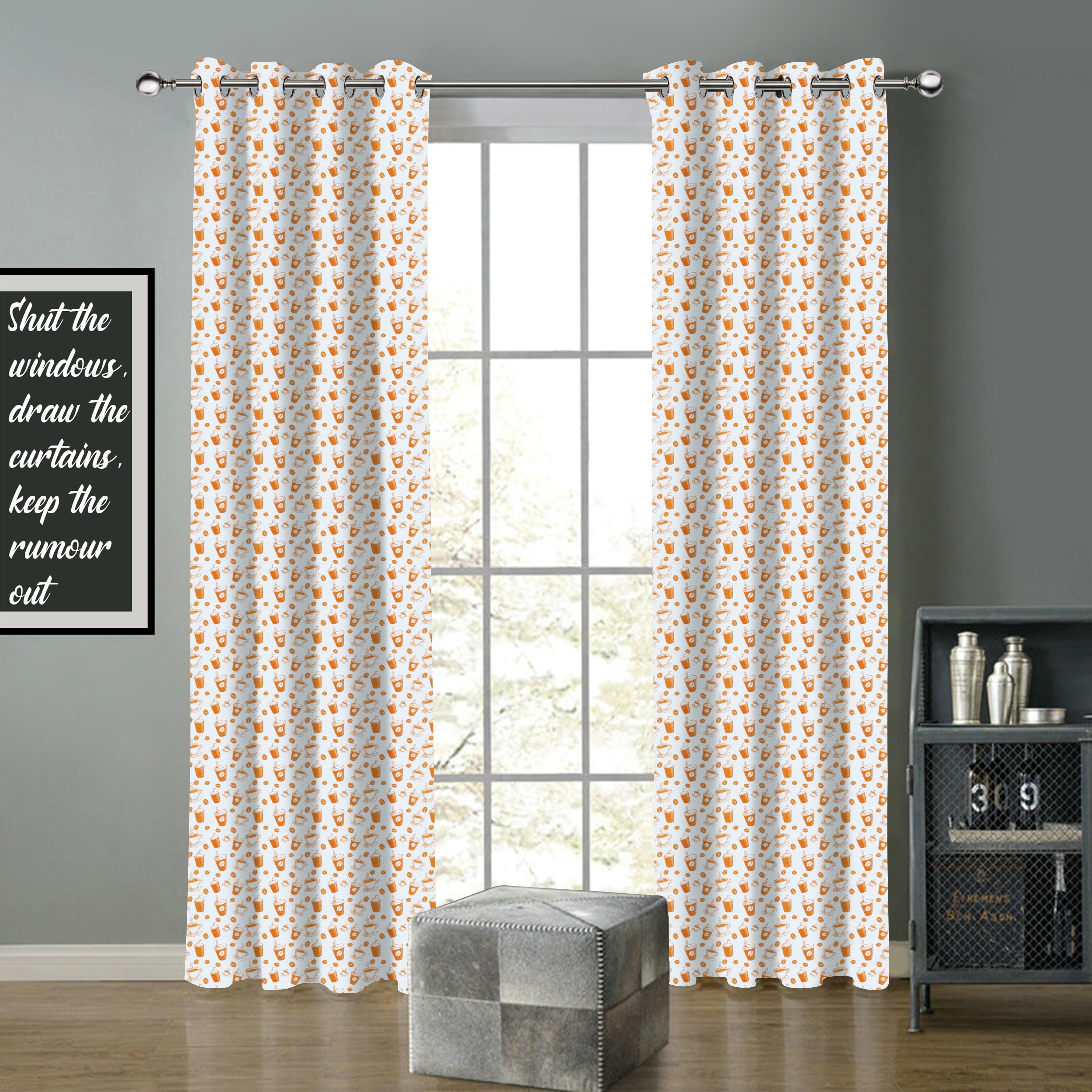 Cotton Cold Coffee Long 9ft Door Curtains Pack Of 2