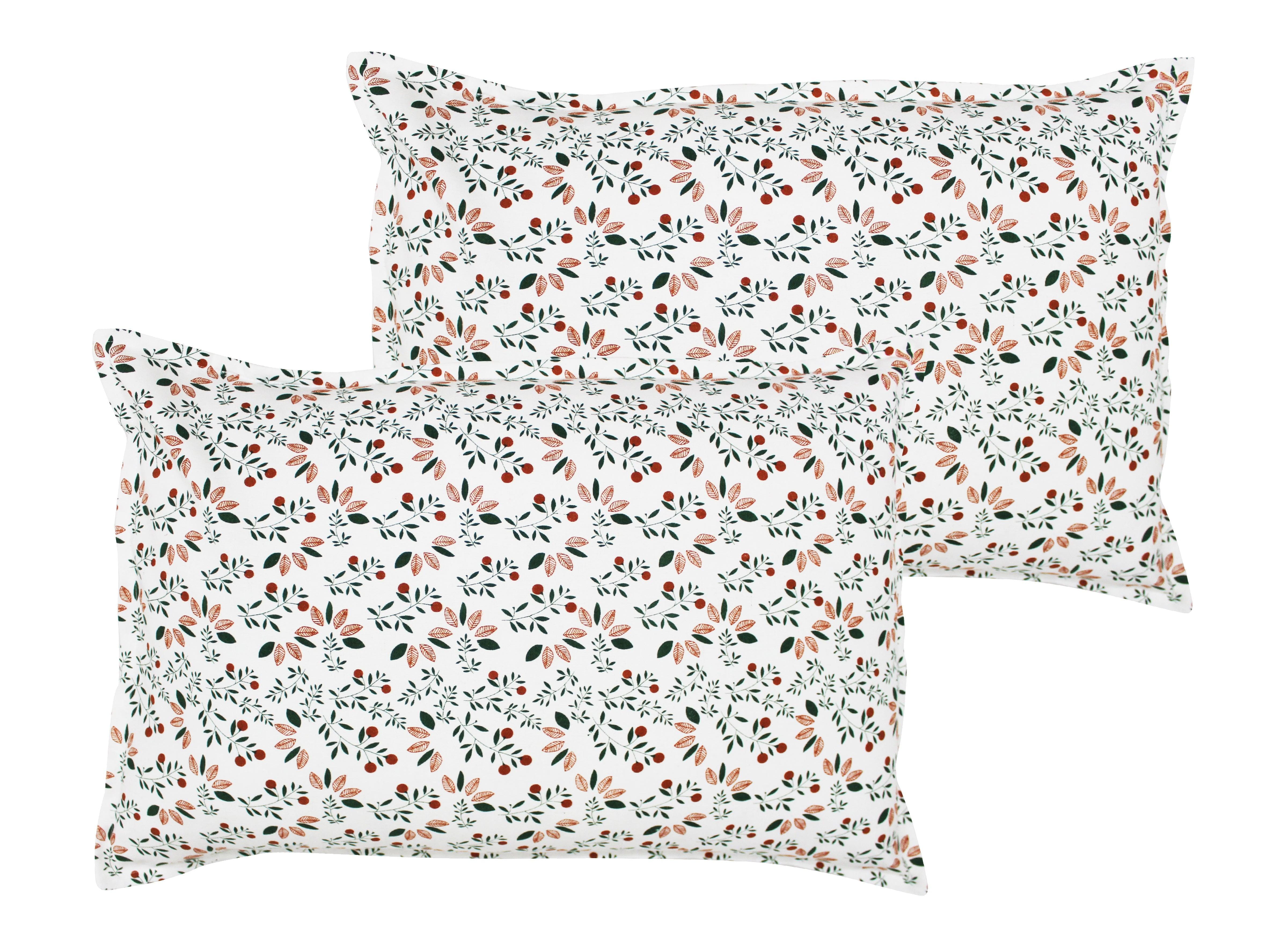 Cotton Kathambari Leaf Pillow Covers Pack Of 2