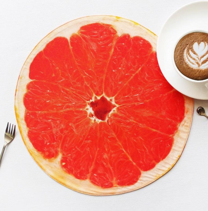 Cotton Designer Blood Orange Fruit Shaped Table Placemats Pack Of 4
