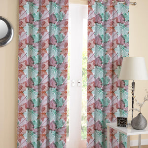 Cotton Vein Leaf Long 9ft Door Curtains Pack Of 2 freeshipping - Airwill