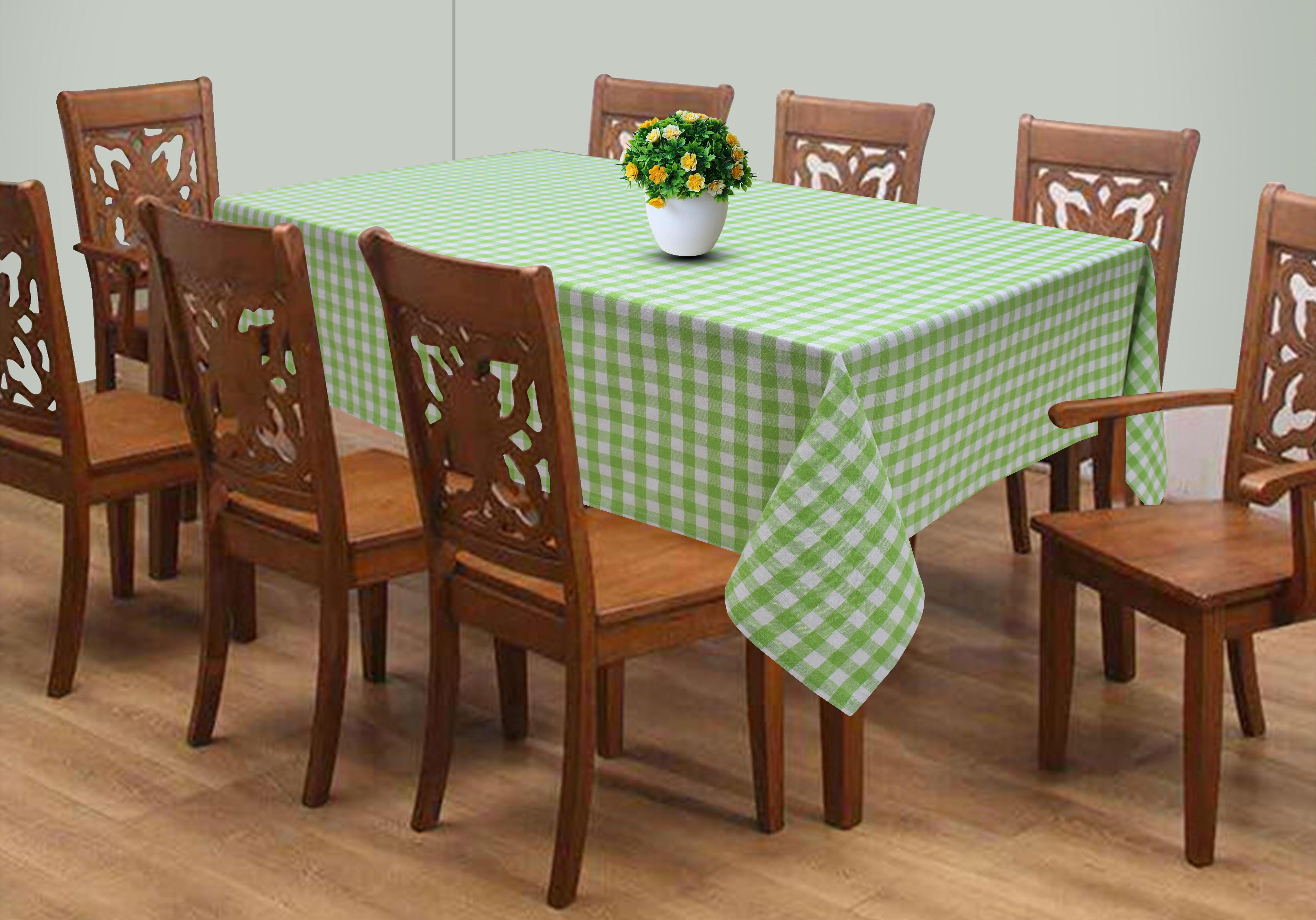 Cotton Gingham Check Green 8 Seater Table Cloths