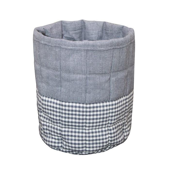 Cotton Check and Plain Blue Fruit Basket