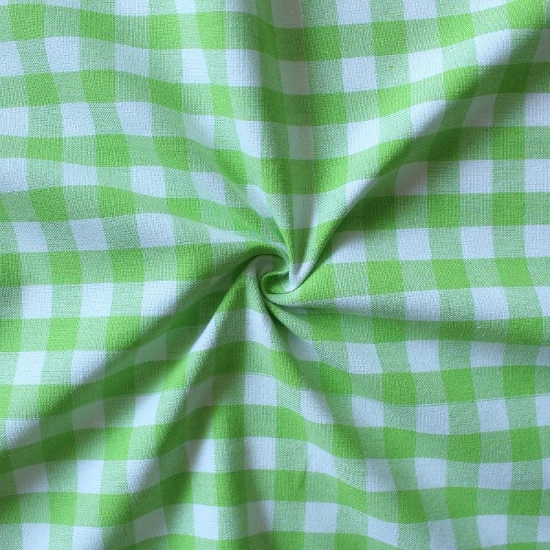 Cotton Gingham Check Green 7ft Door Curtains Pack Of 2