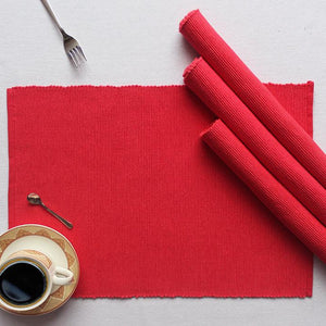 Cotton Solid Red Table Placemats Pack Of 4 freeshipping - Airwill