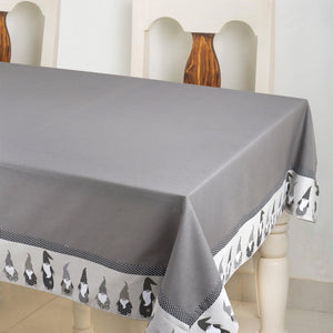 Cotton Solid Grey With Xmas Border 6 Seater Table Cloths Pack of 1 freeshipping - Airwill
