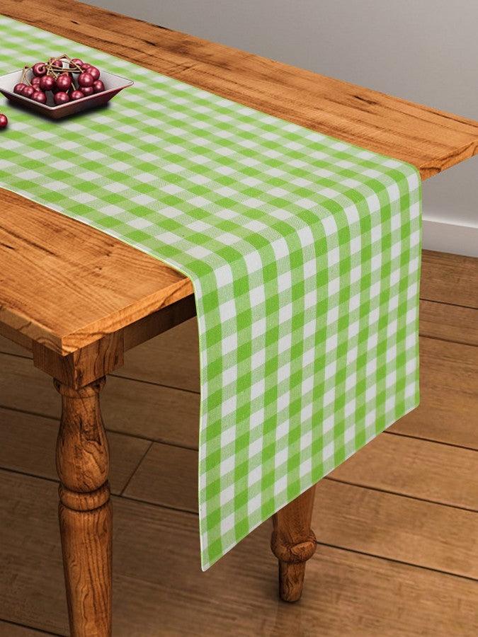 Cotton Gingham Check Green Table Runner