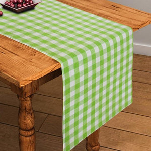 Cotton Gingham Check Green 152cm Length Table Runner Pack Of 1 freeshipping - Airwill