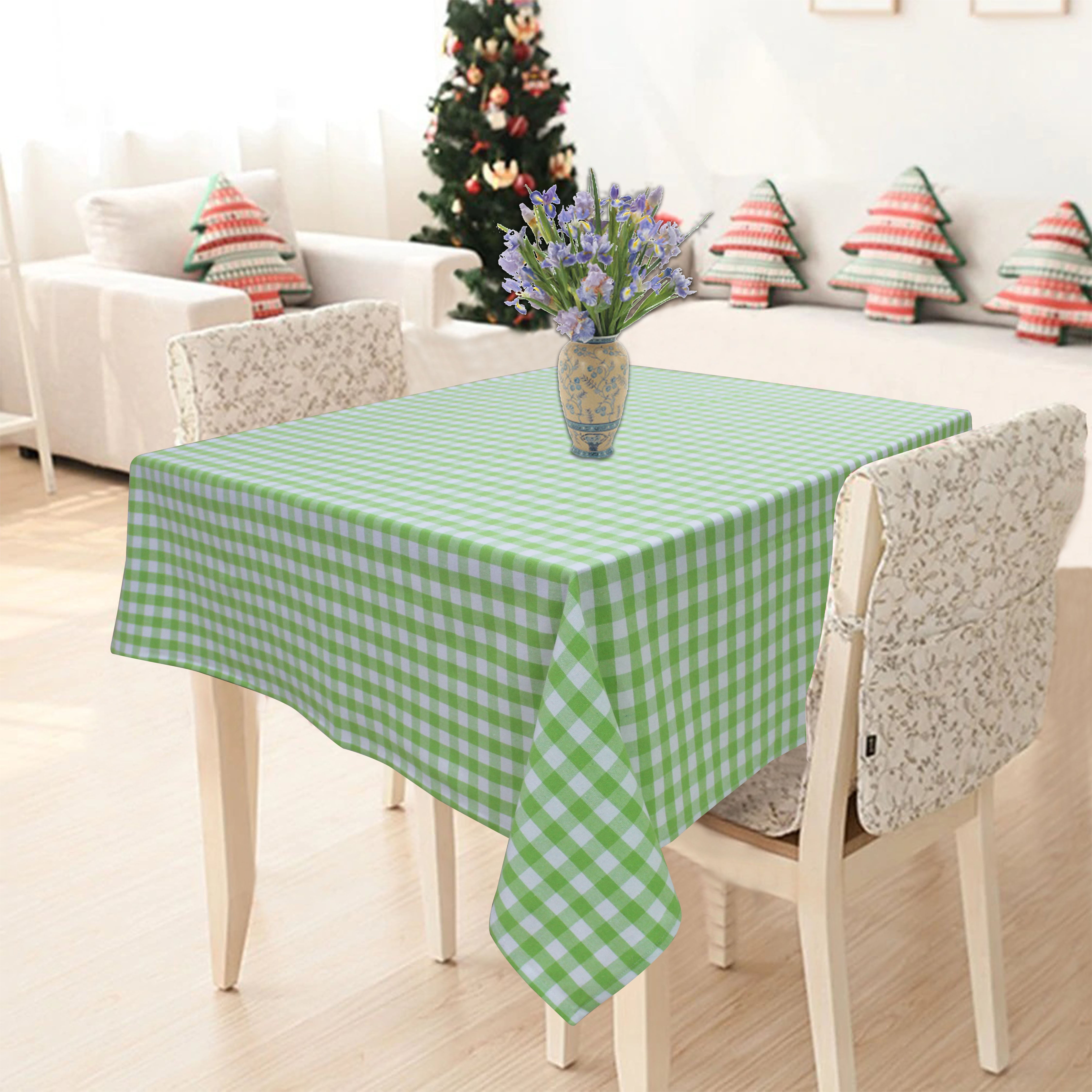 Cotton Gingham Check Green 4 Seater Table Cloths