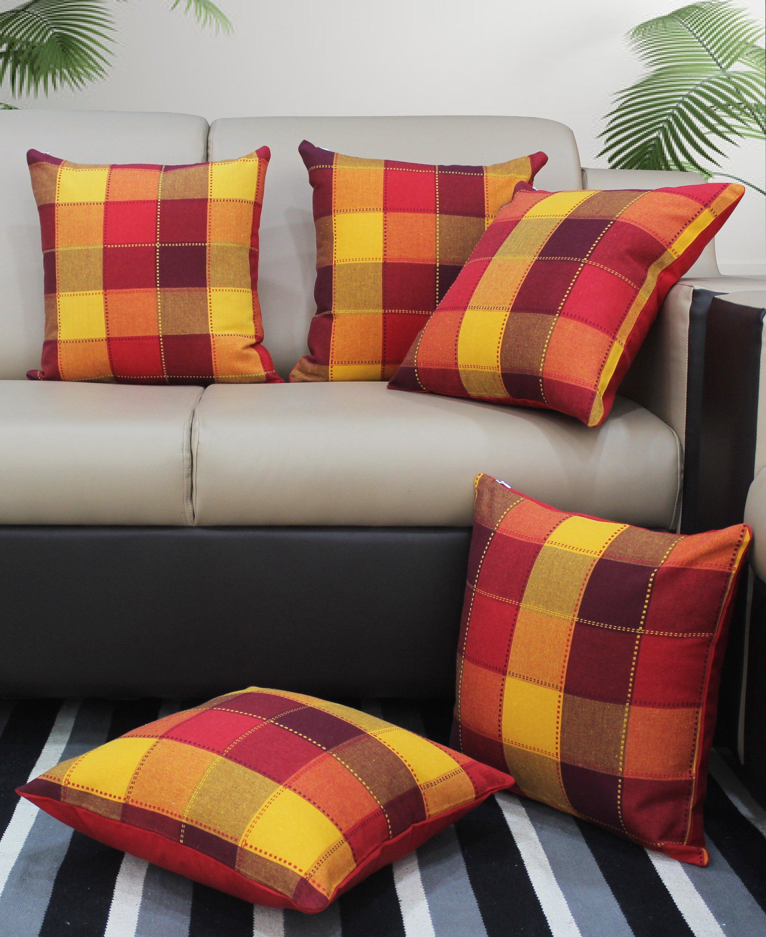 Cotton Dobby Red Cushion Covers