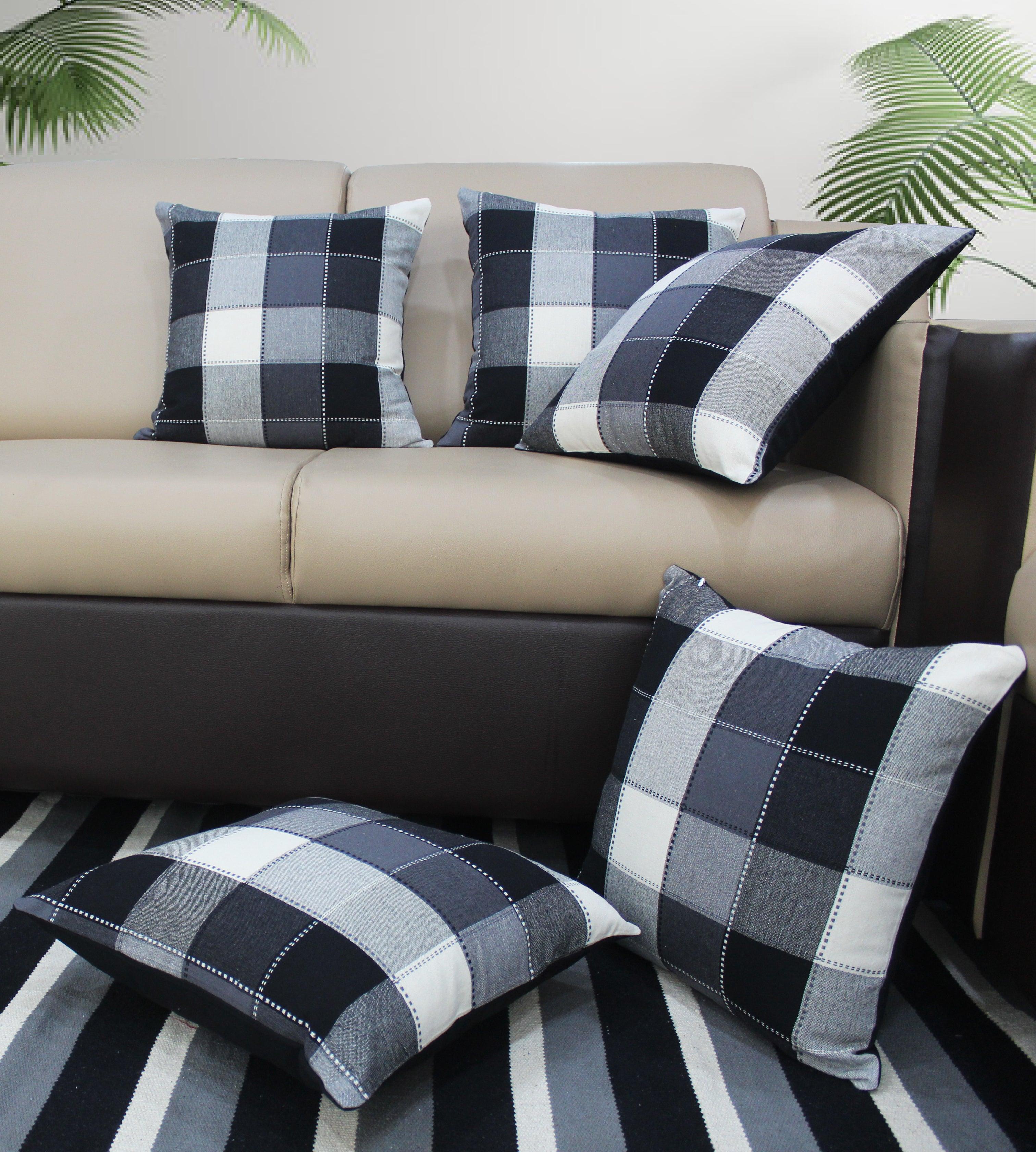 Cotton Dobby Black Cushion Covers