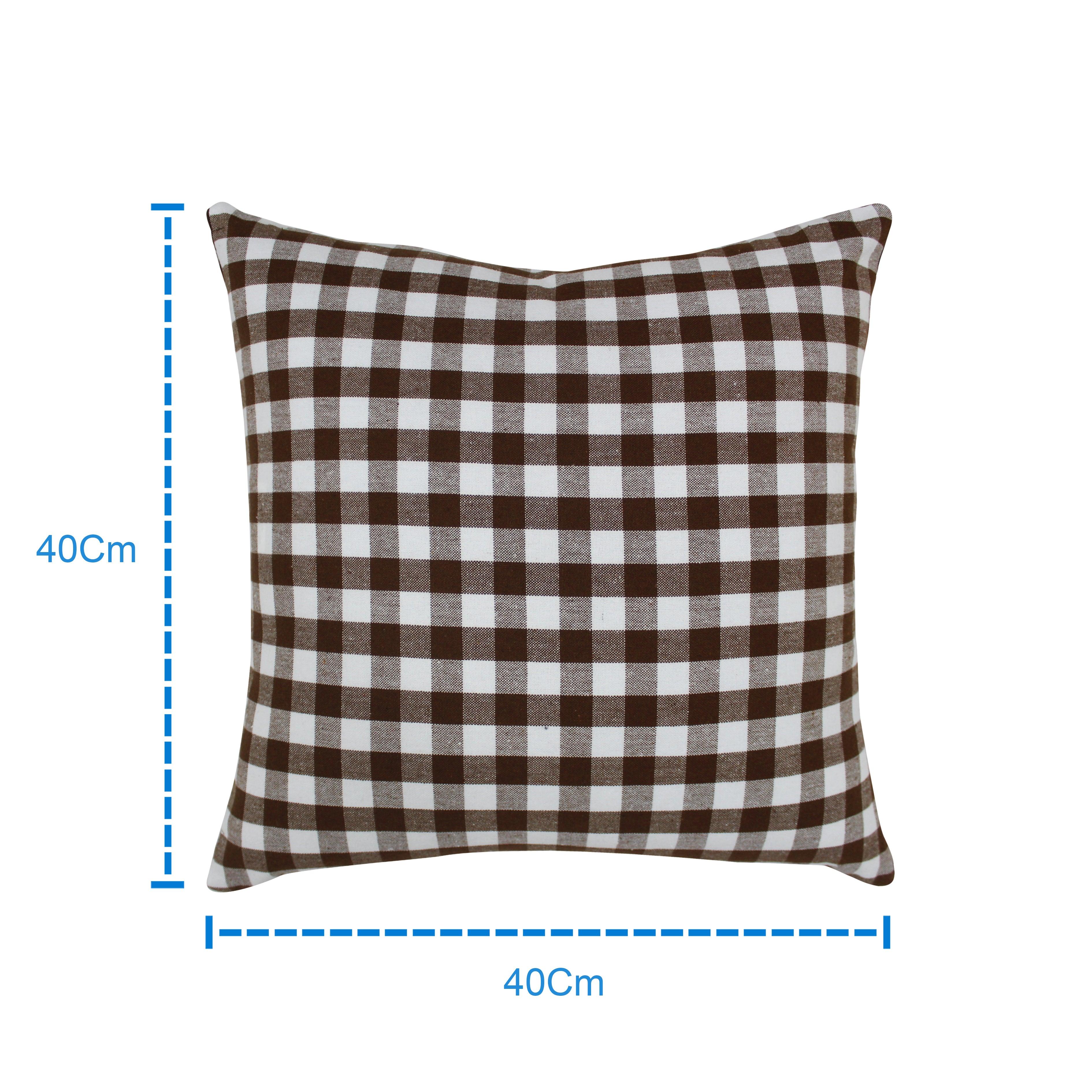 Cotton Gingham Check Brown Cushion Covers