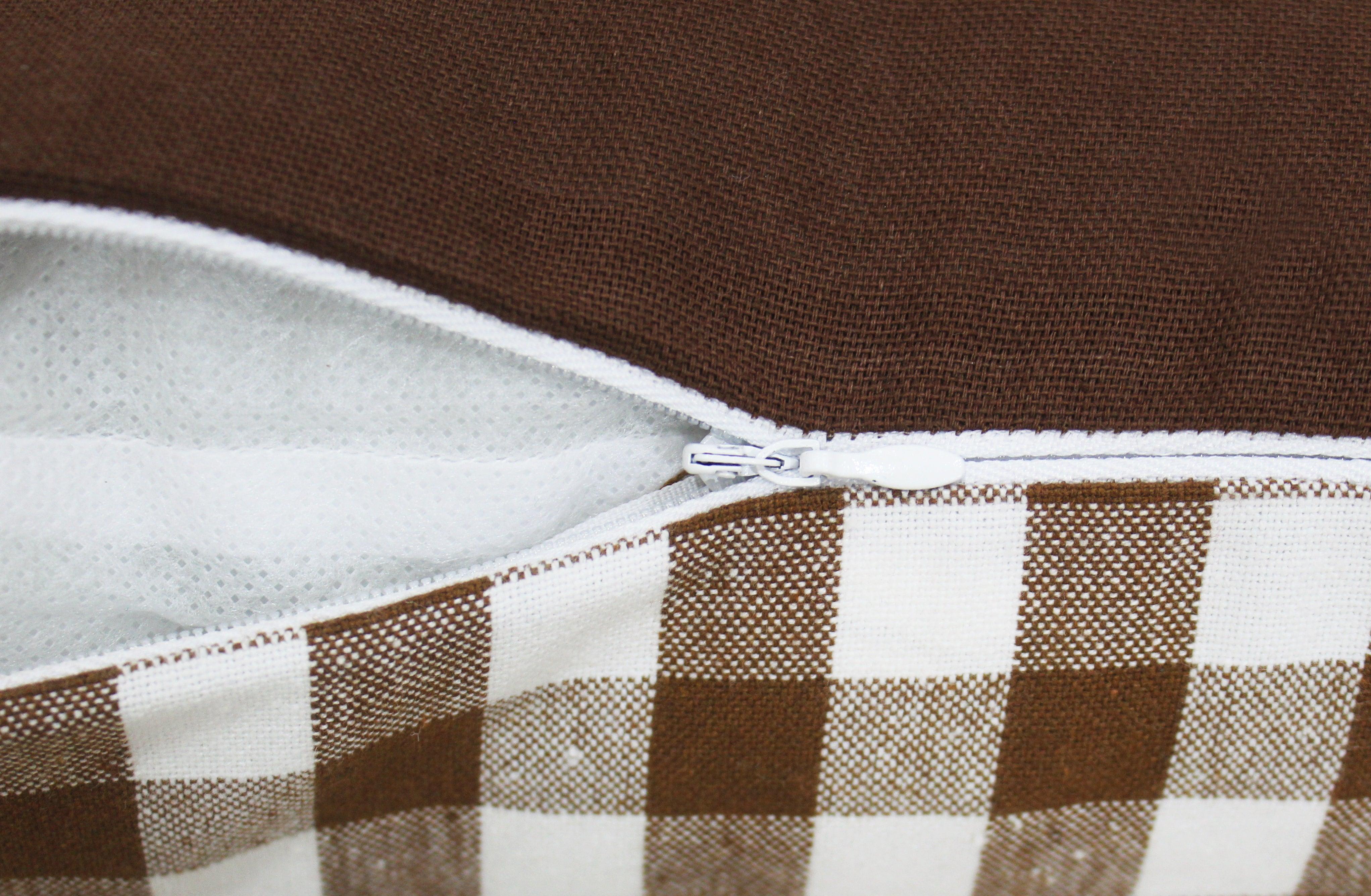 Cotton Gingham Check Brown Cushion Covers