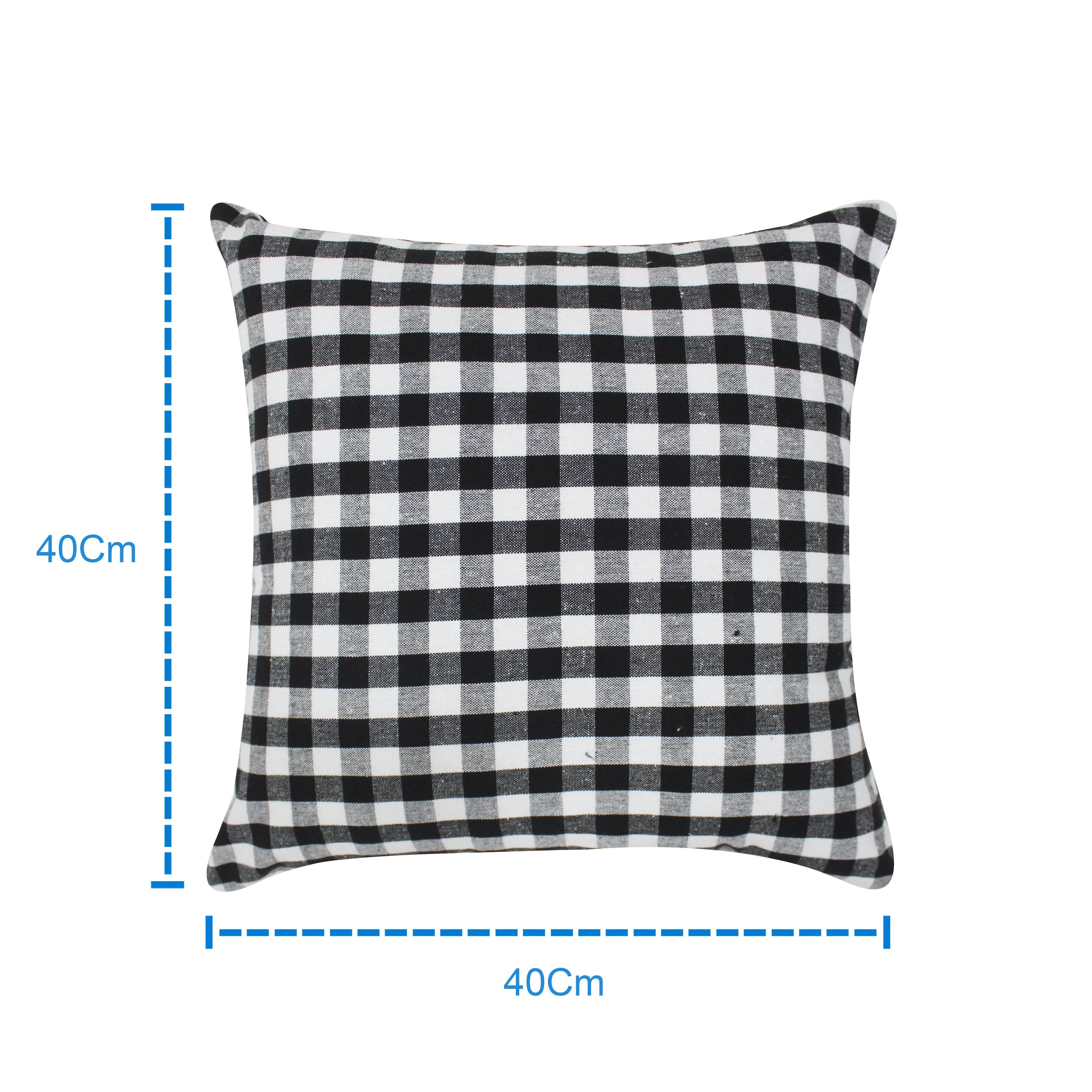 Cotton Gingham Check Black Cushion Covers