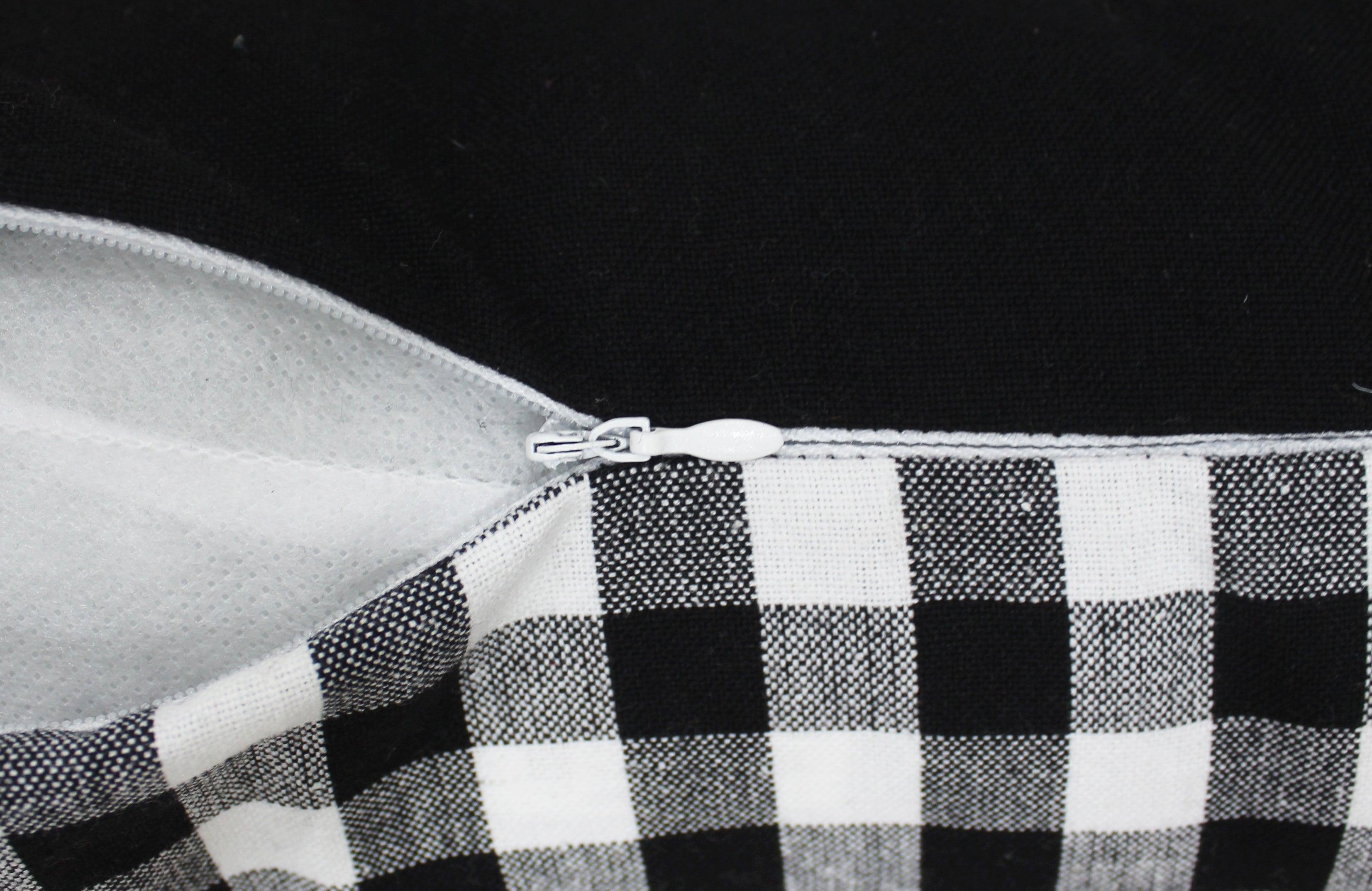 Cotton Gingham Check Black Cushion Covers