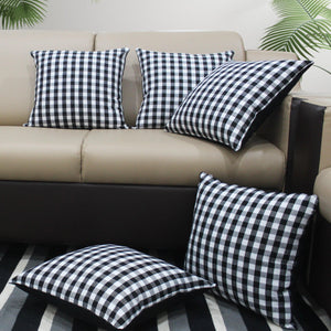Cotton Gingham Check Black Cushion Covers Pack Of 5 freeshipping - Airwill