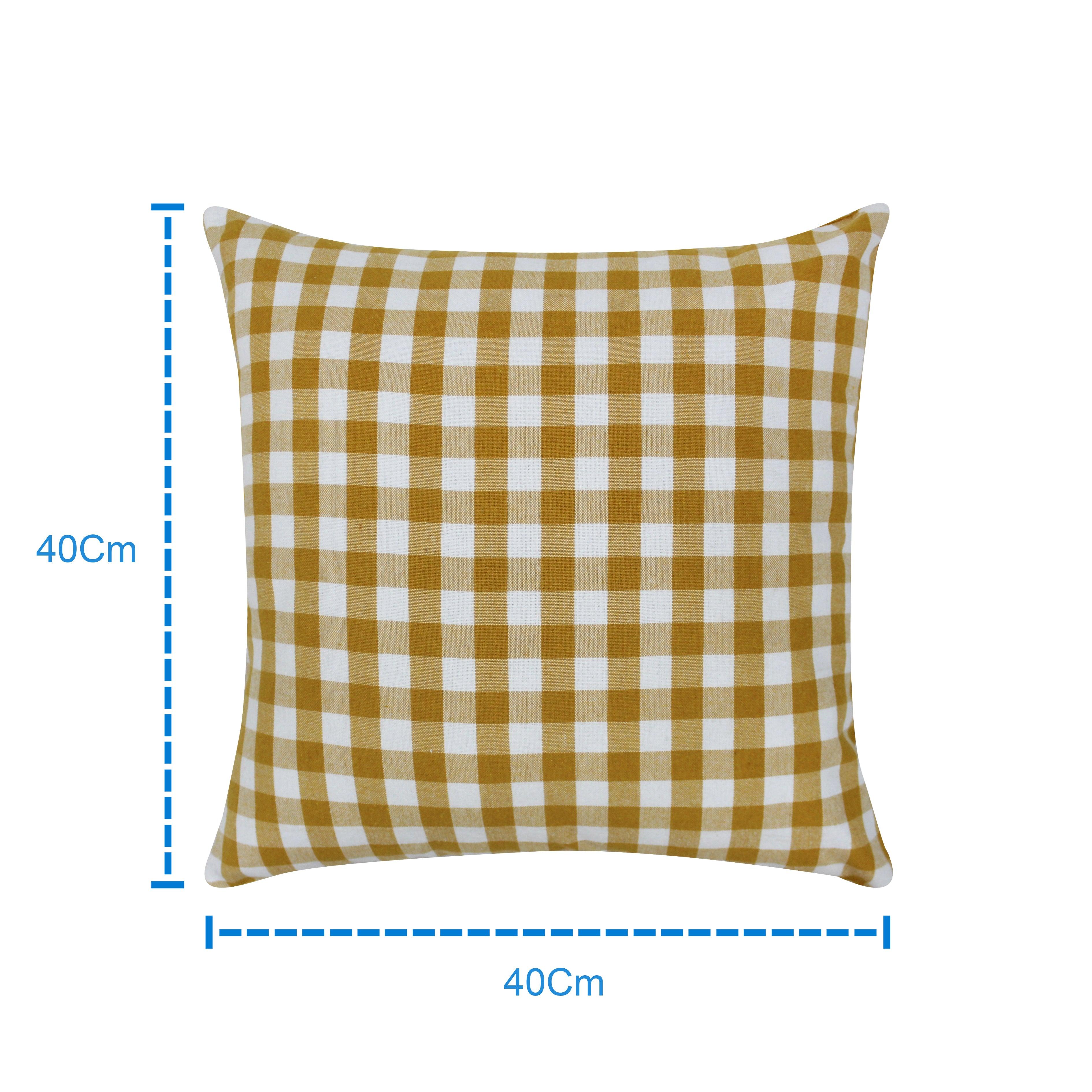 Cotton Gingham Check Yellow Cushion Covers