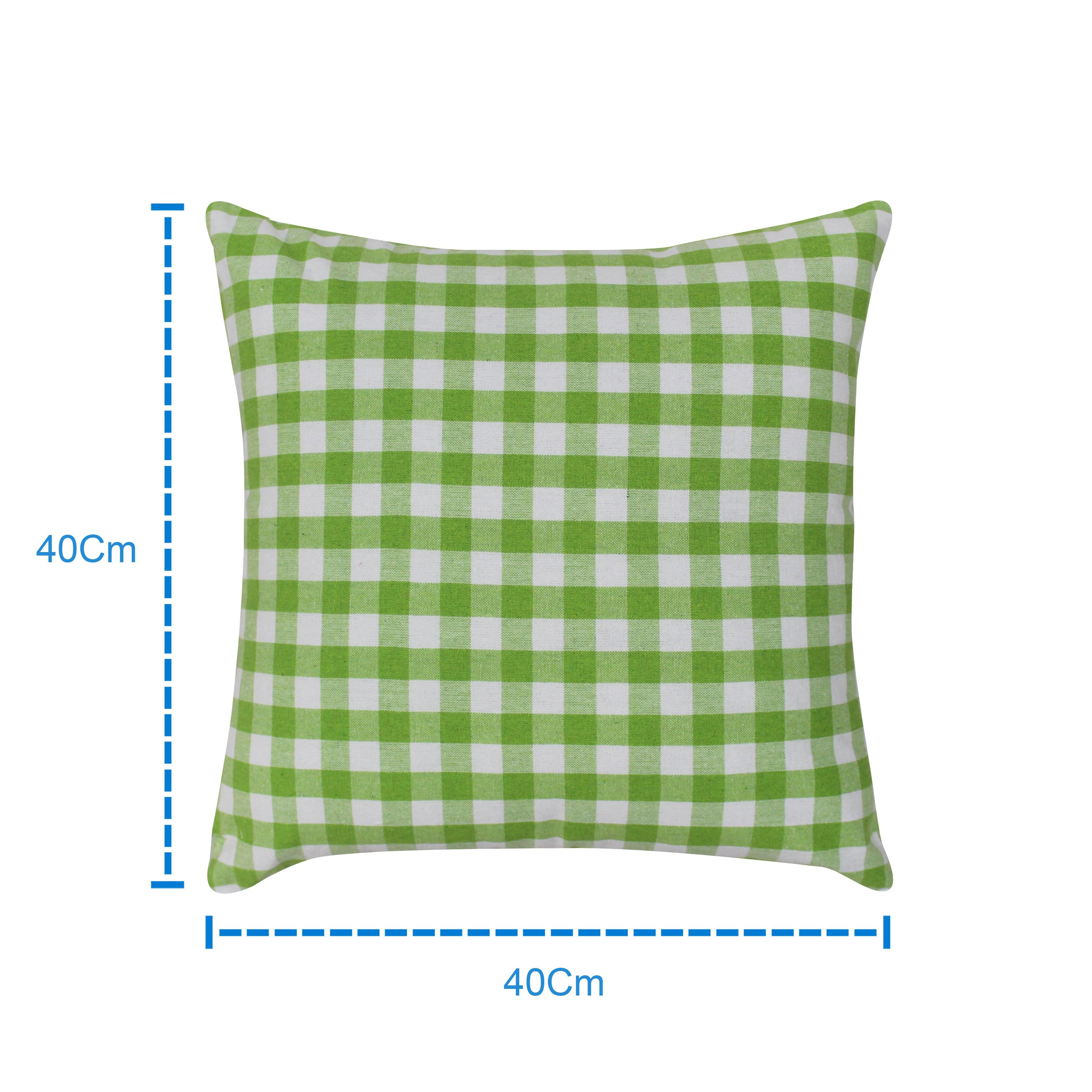 Cotton Gingham Check Green Cushion Covers