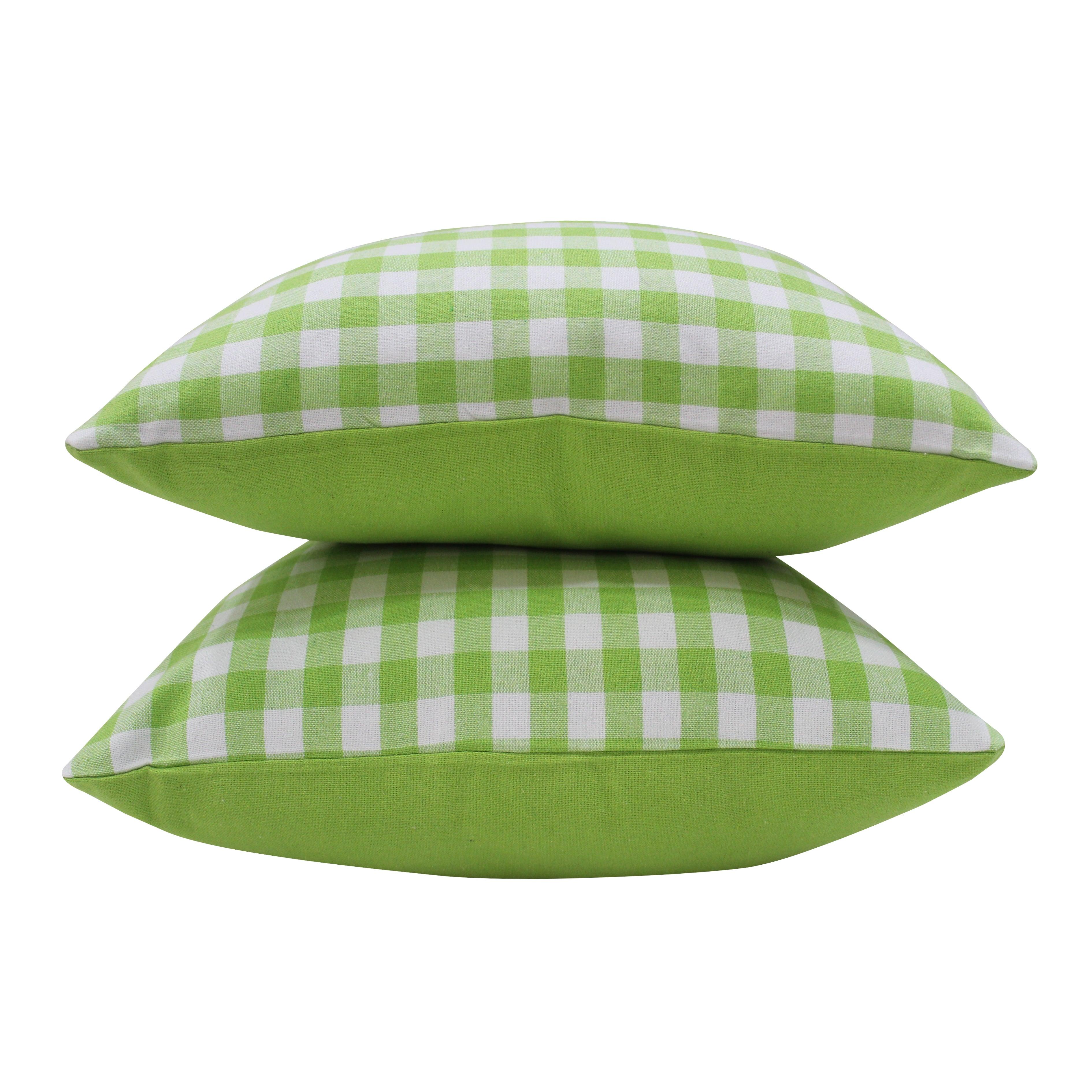 Cotton Gingham Check Green Cushion Covers