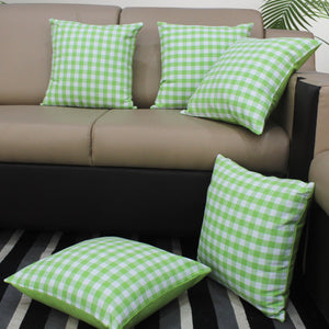 Cotton Gingham Check Green Cushion Covers Pack Of 5 freeshipping - Airwill