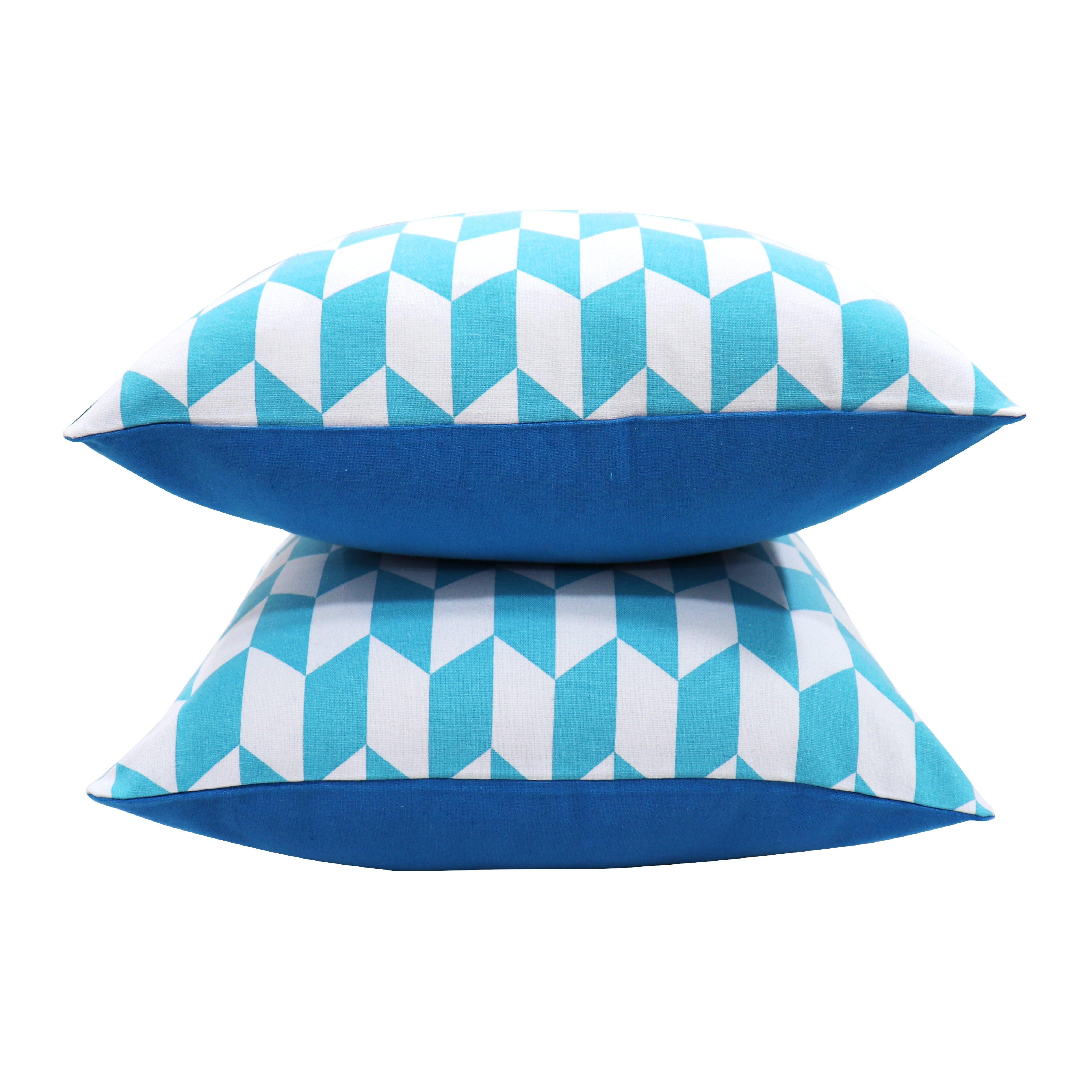 Cotton Classic Diamond Sky Blue Cushion Covers