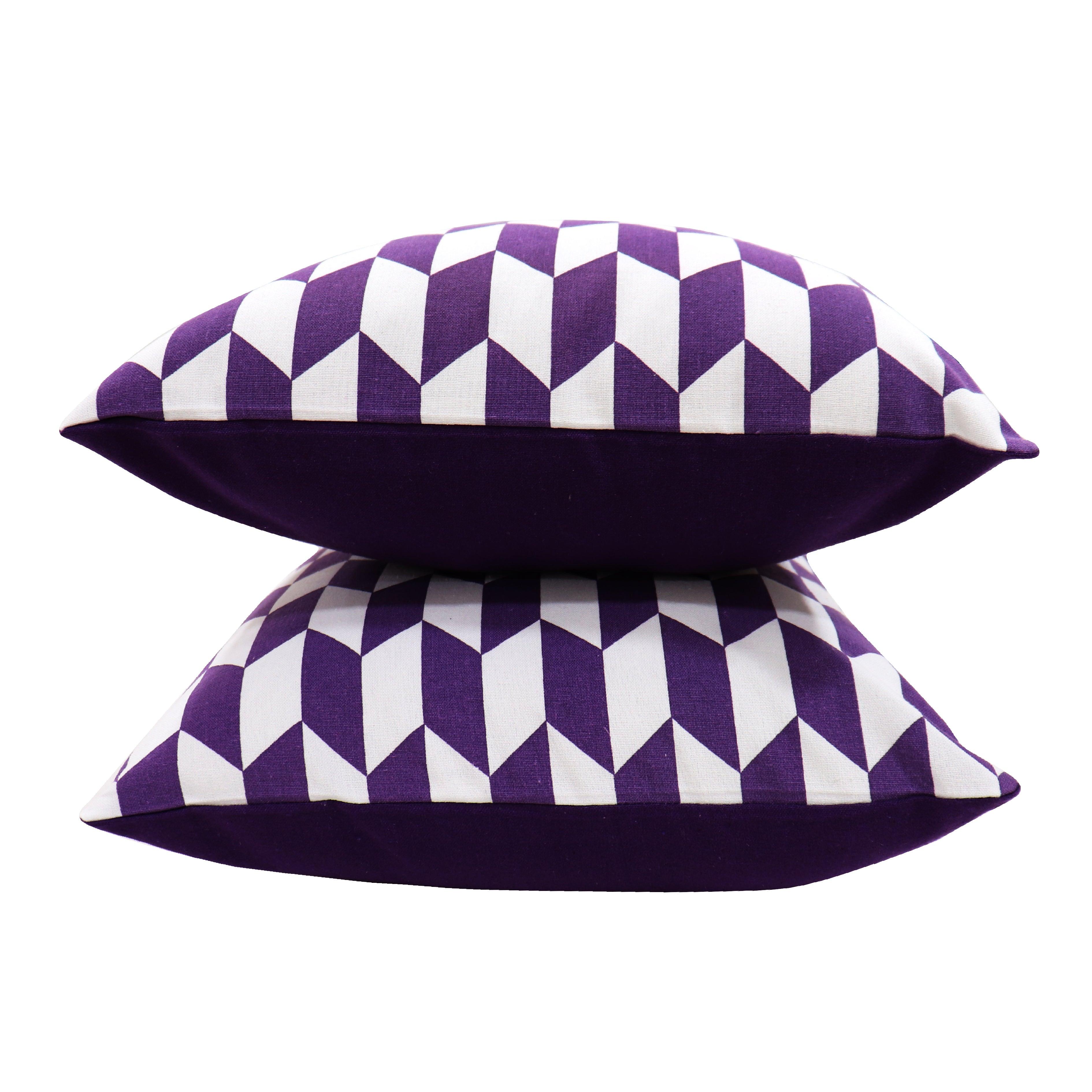 Cotton Classic Diamond Purple Cushion Covers