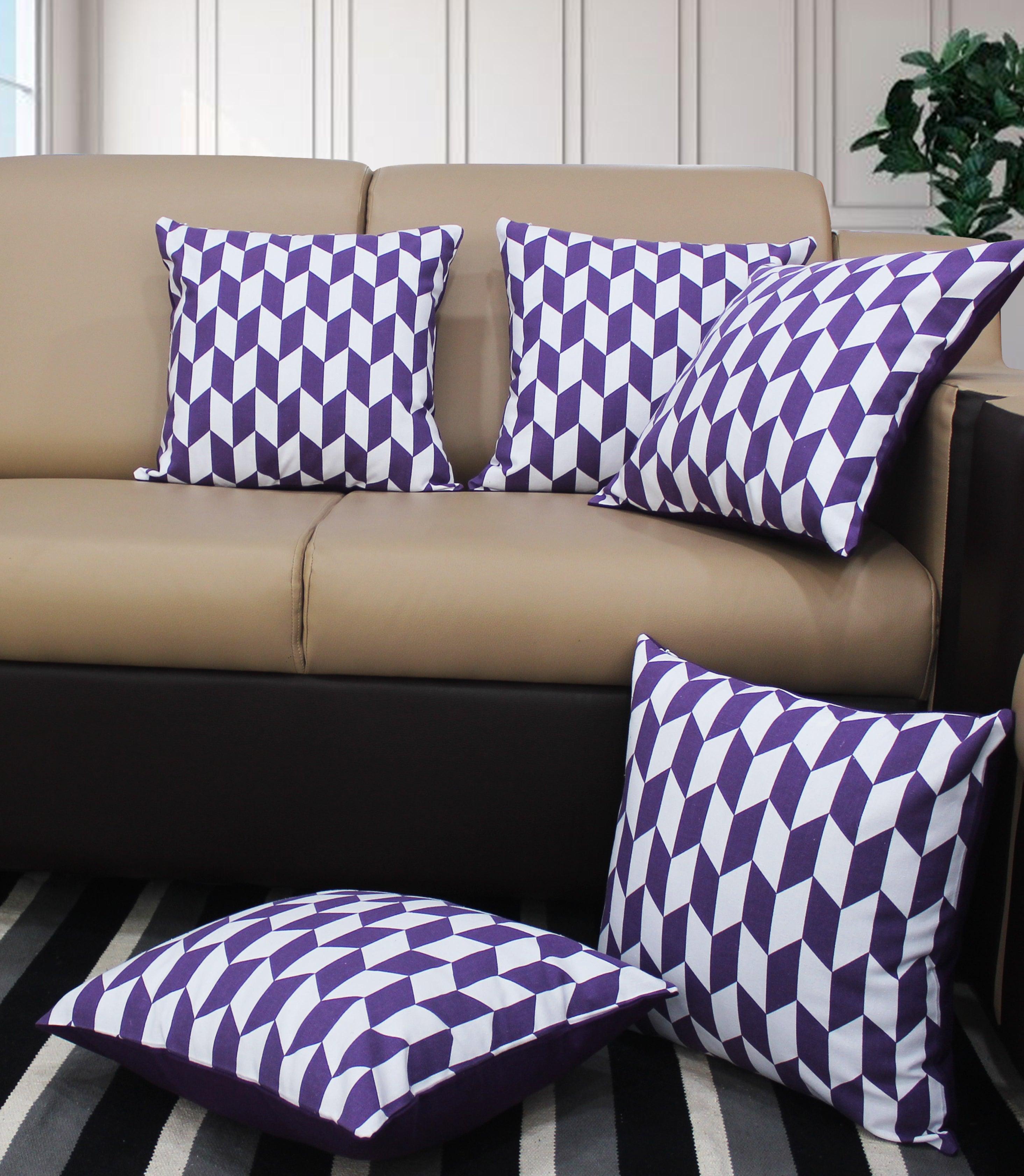 Cotton Classic Diamond Purple Cushion Covers