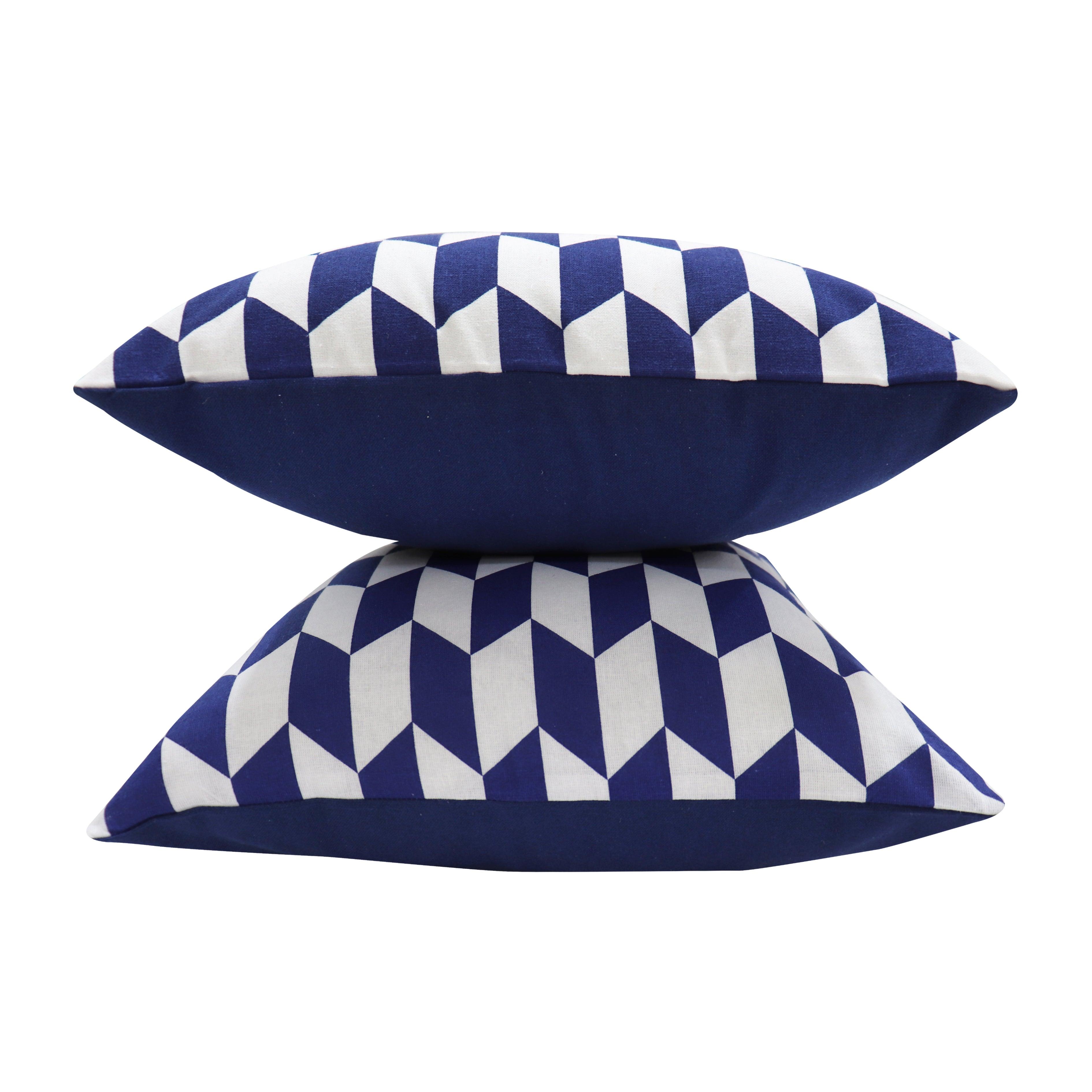 Cotton Classic Diamond Blue Cushion Covers