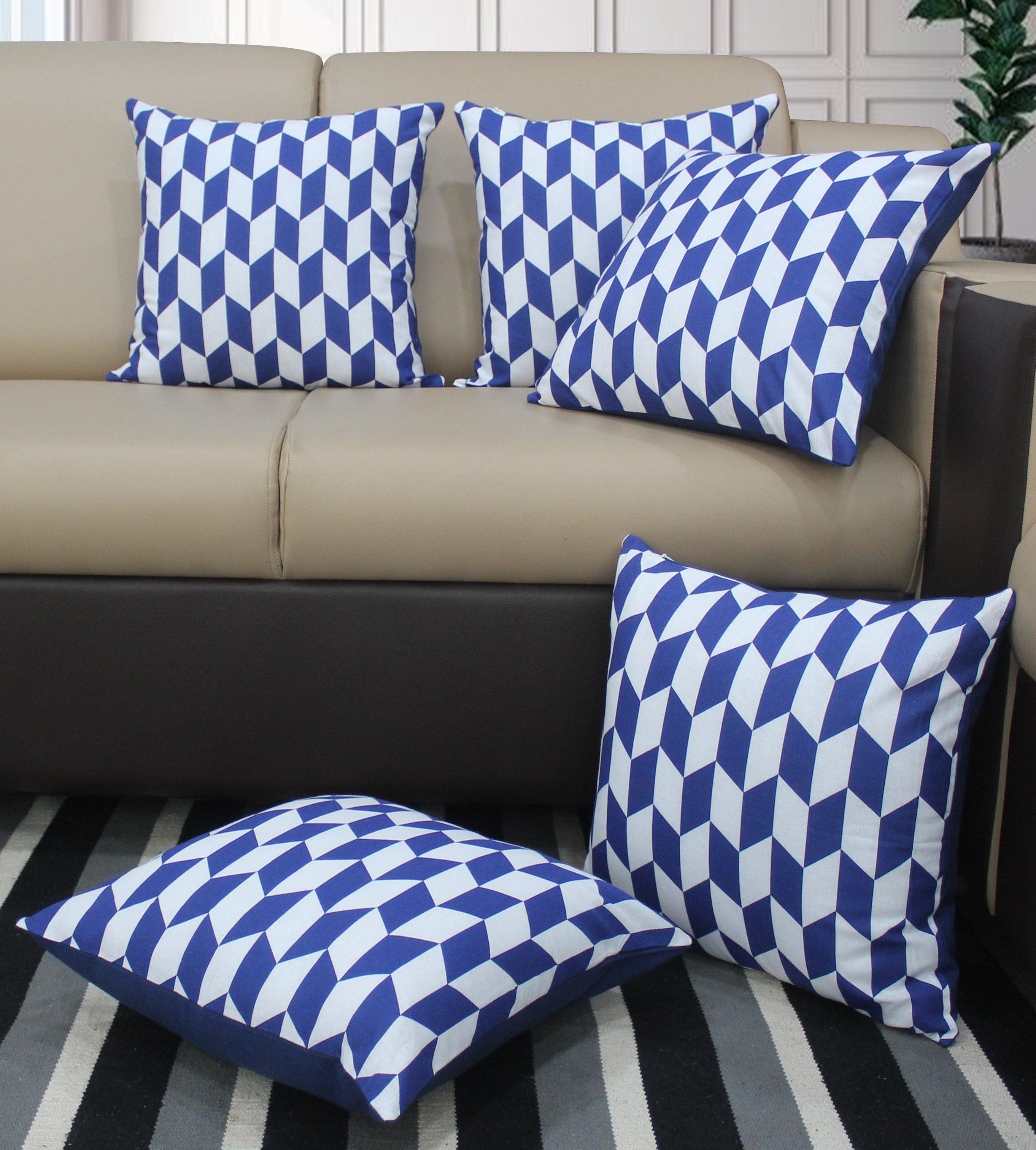 Cotton Classic Diamond Blue Cushion Covers