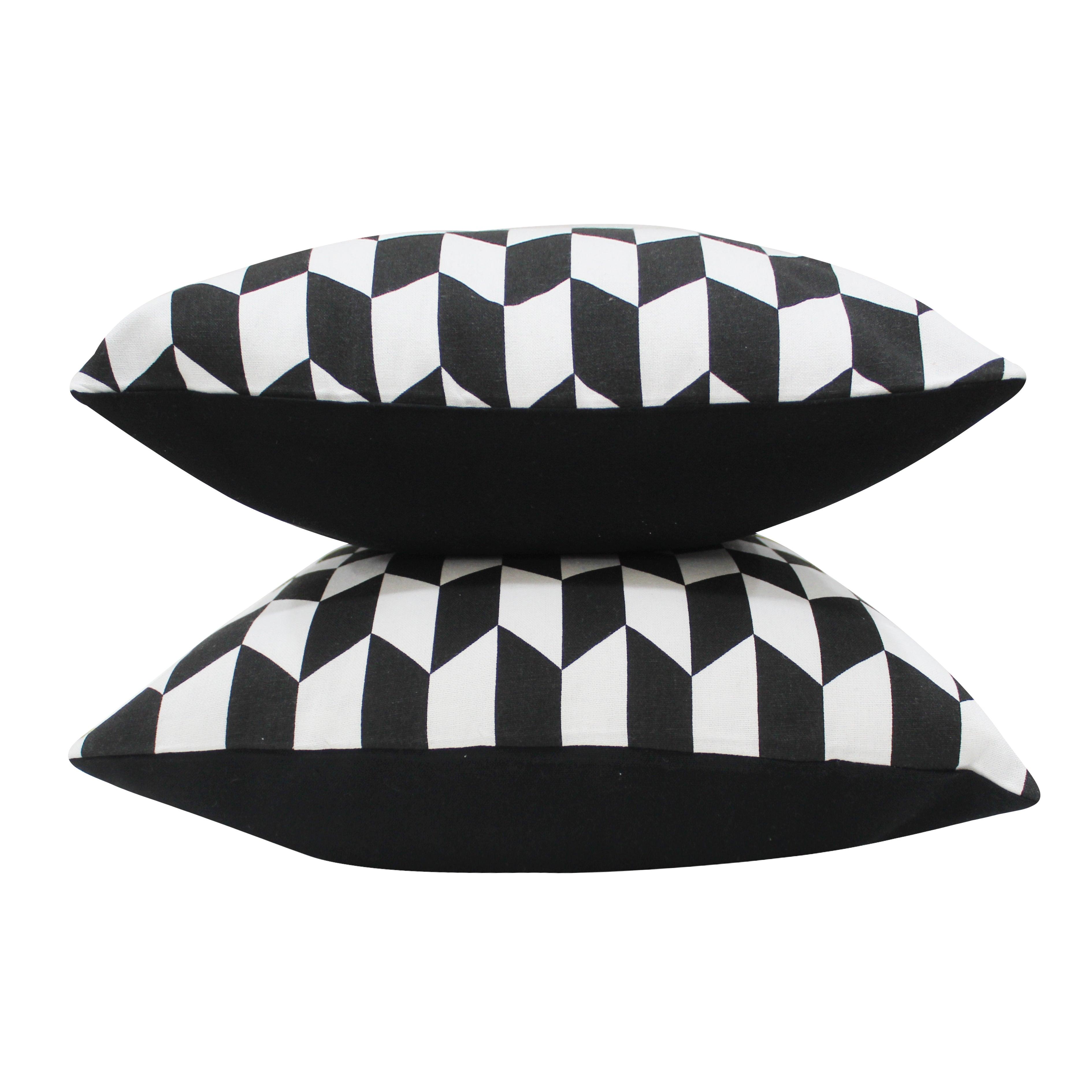 Cotton Classic Diamond Black Cushion Covers