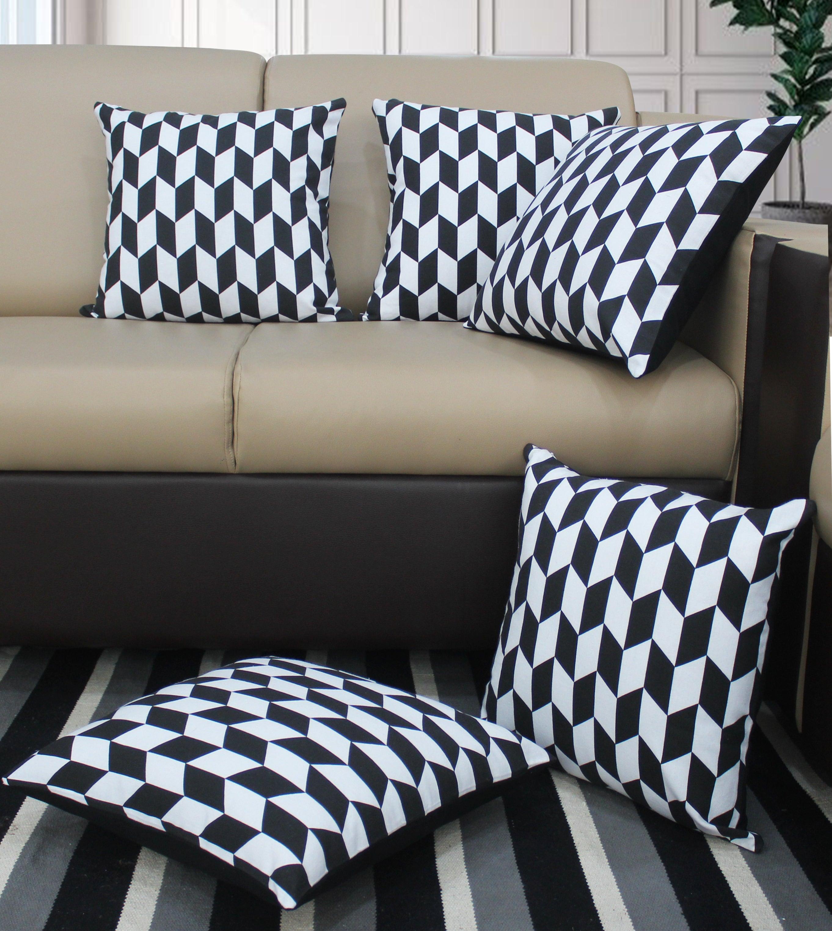 Cotton Classic Diamond Black Cushion Covers