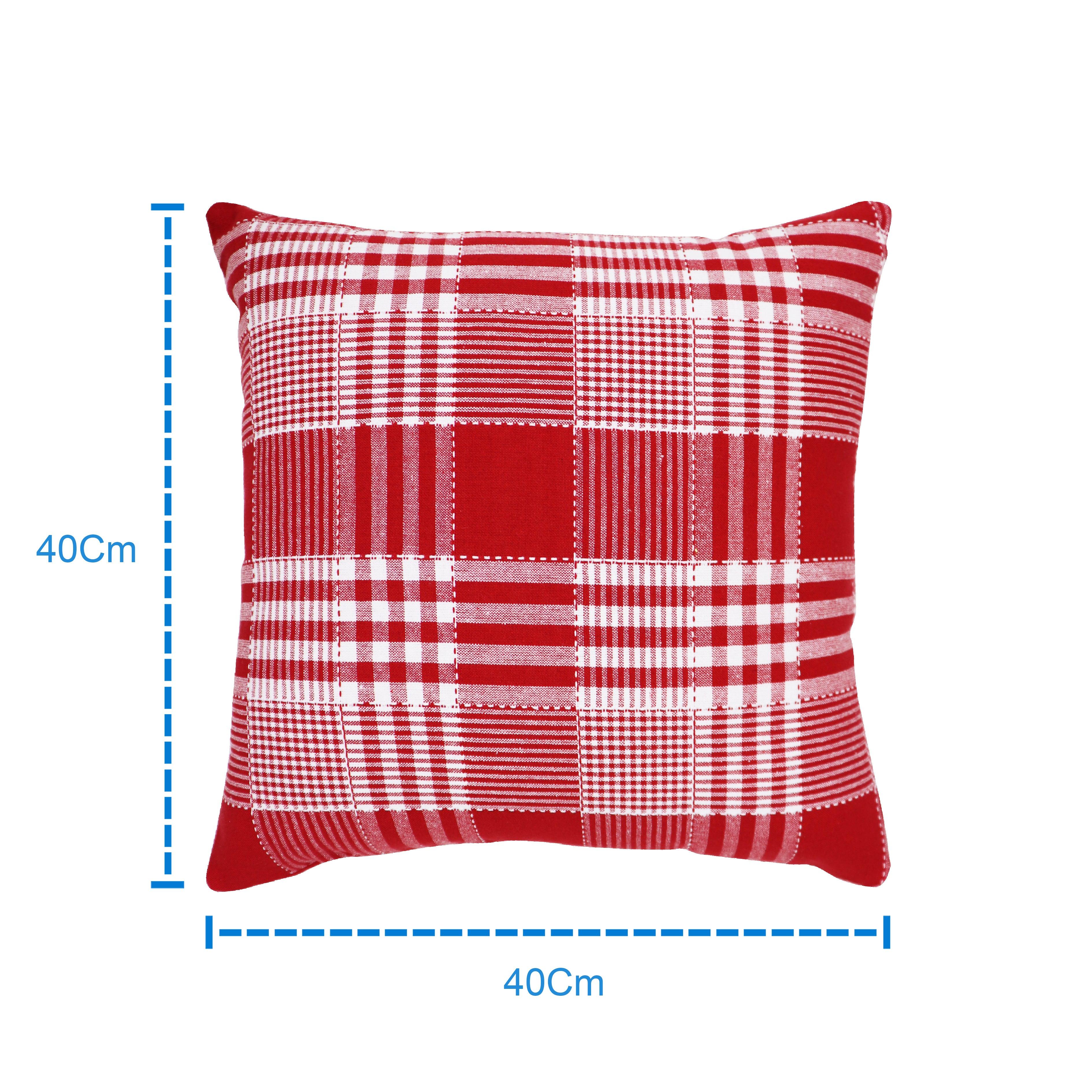Cotton Track Dobby Red Cushion Covers