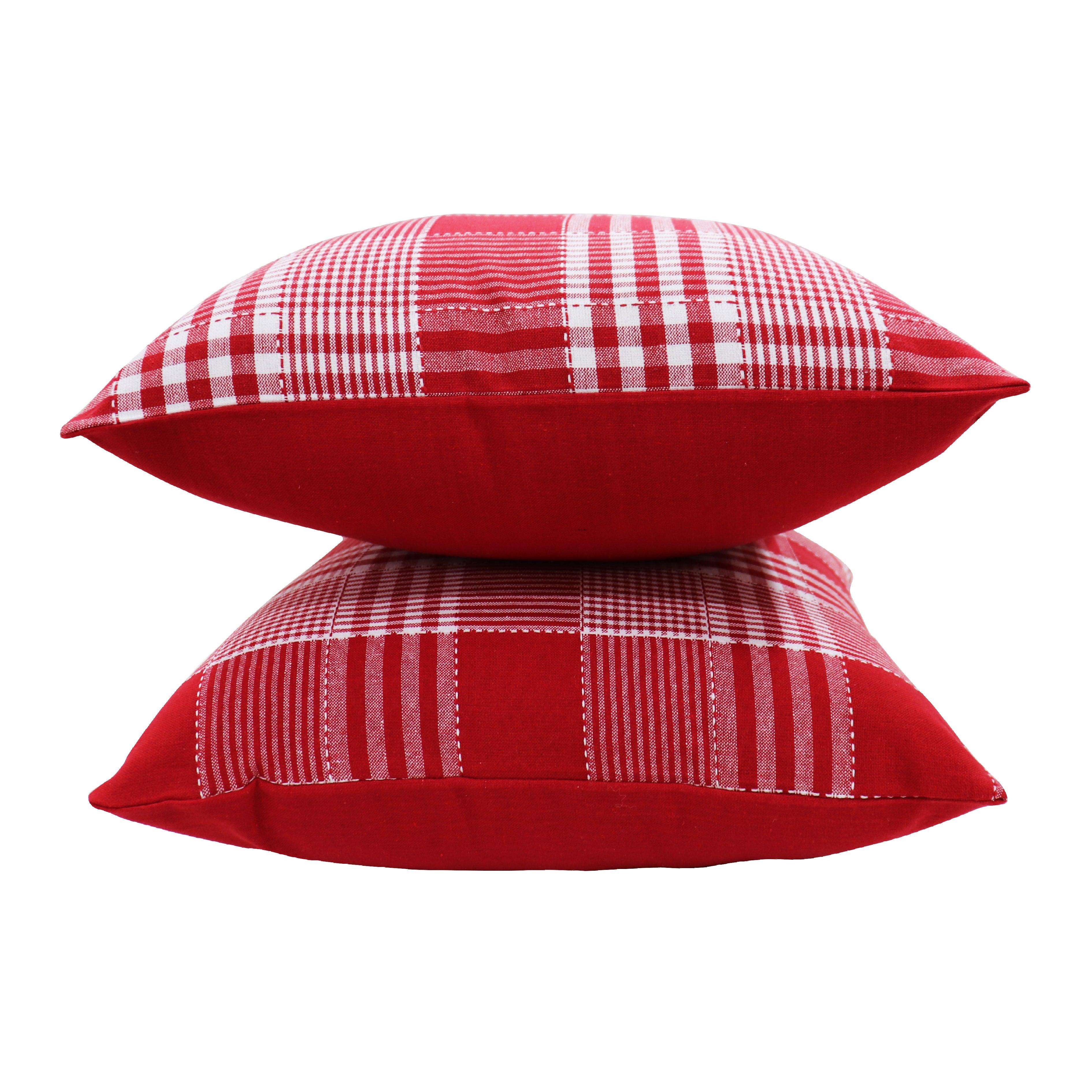 Cotton Track Dobby Red Cushion Covers