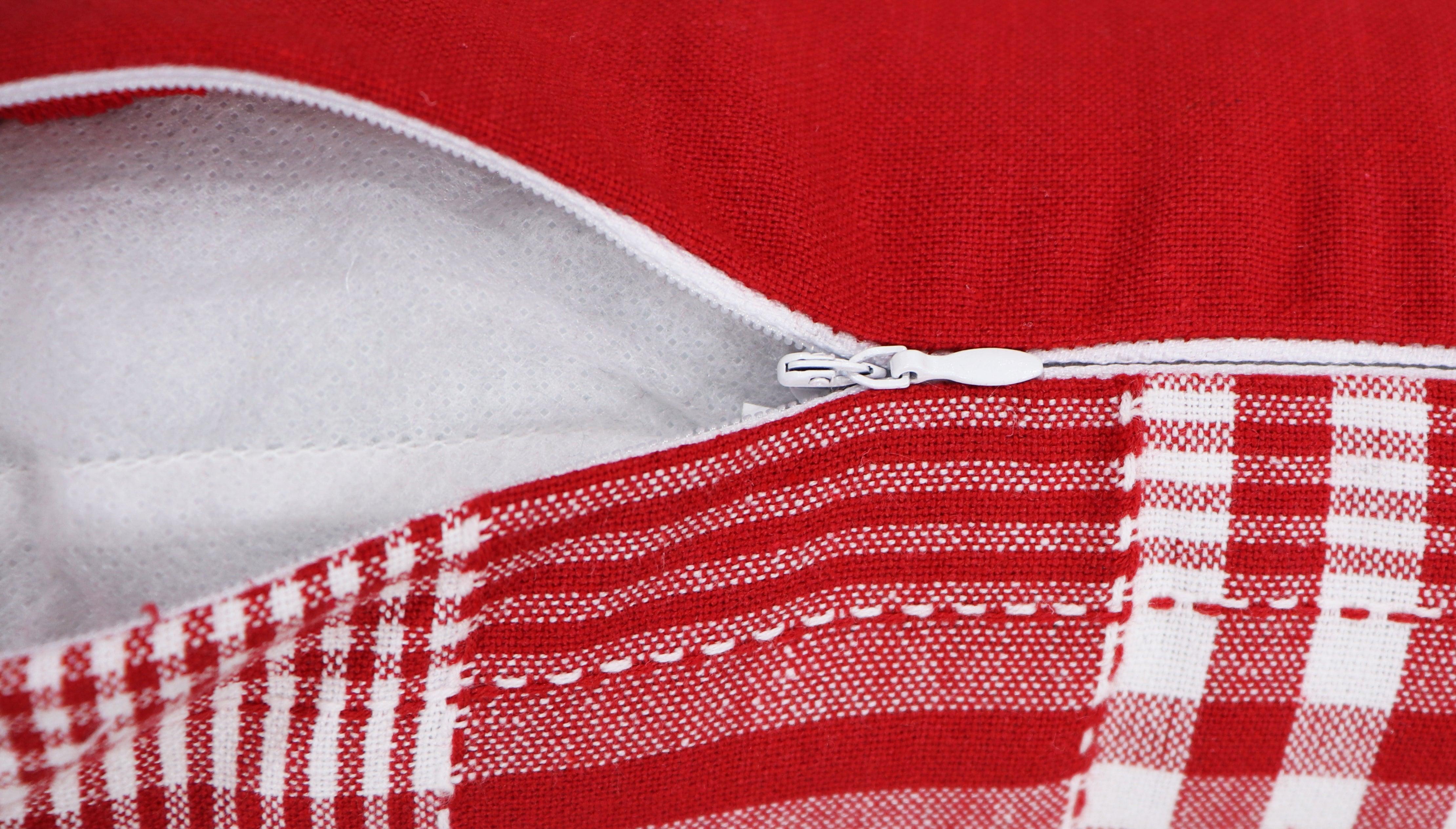 Cotton Track Dobby Red Cushion Covers