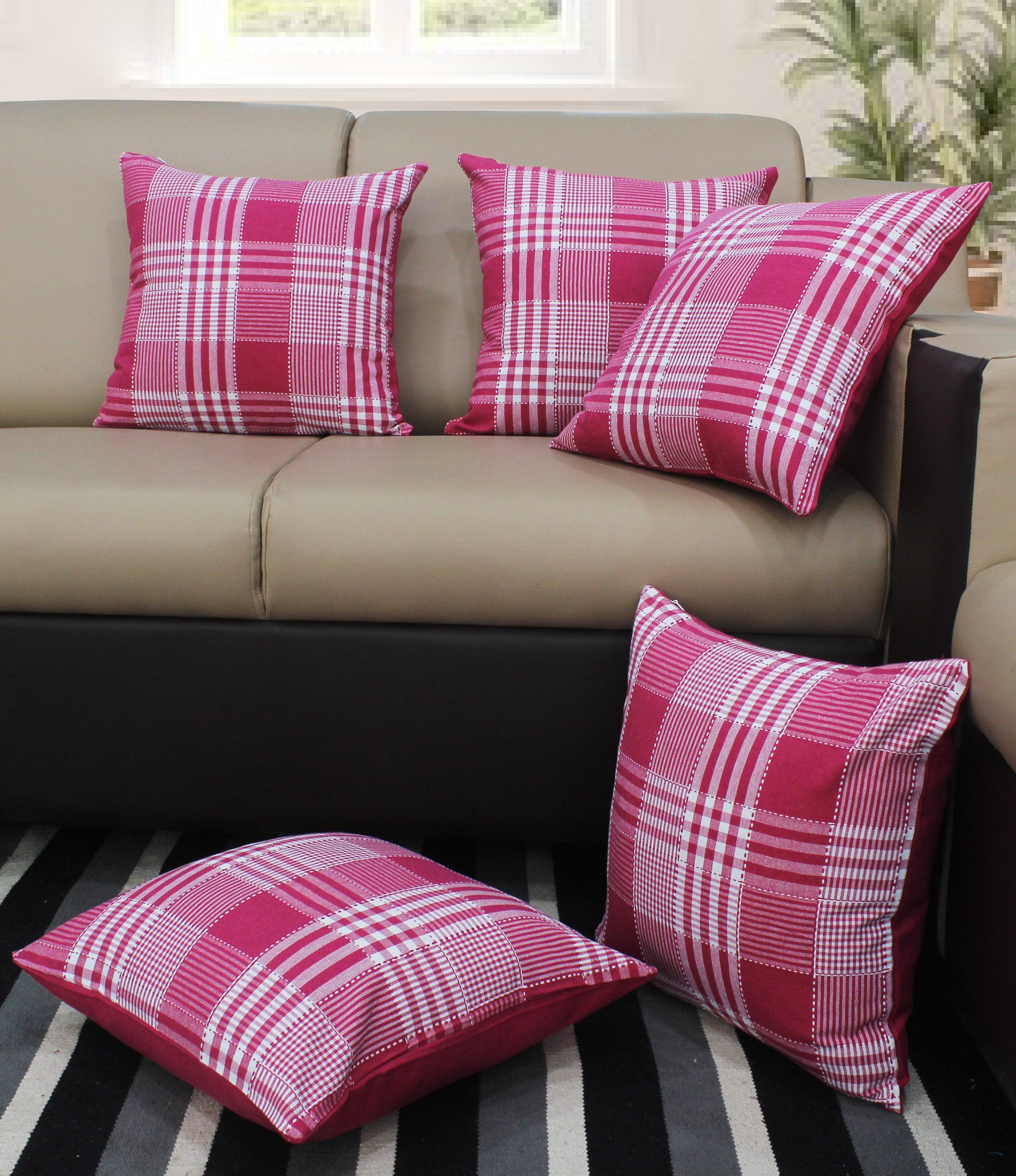 Cotton Track Dobby Pink Cushion Covers