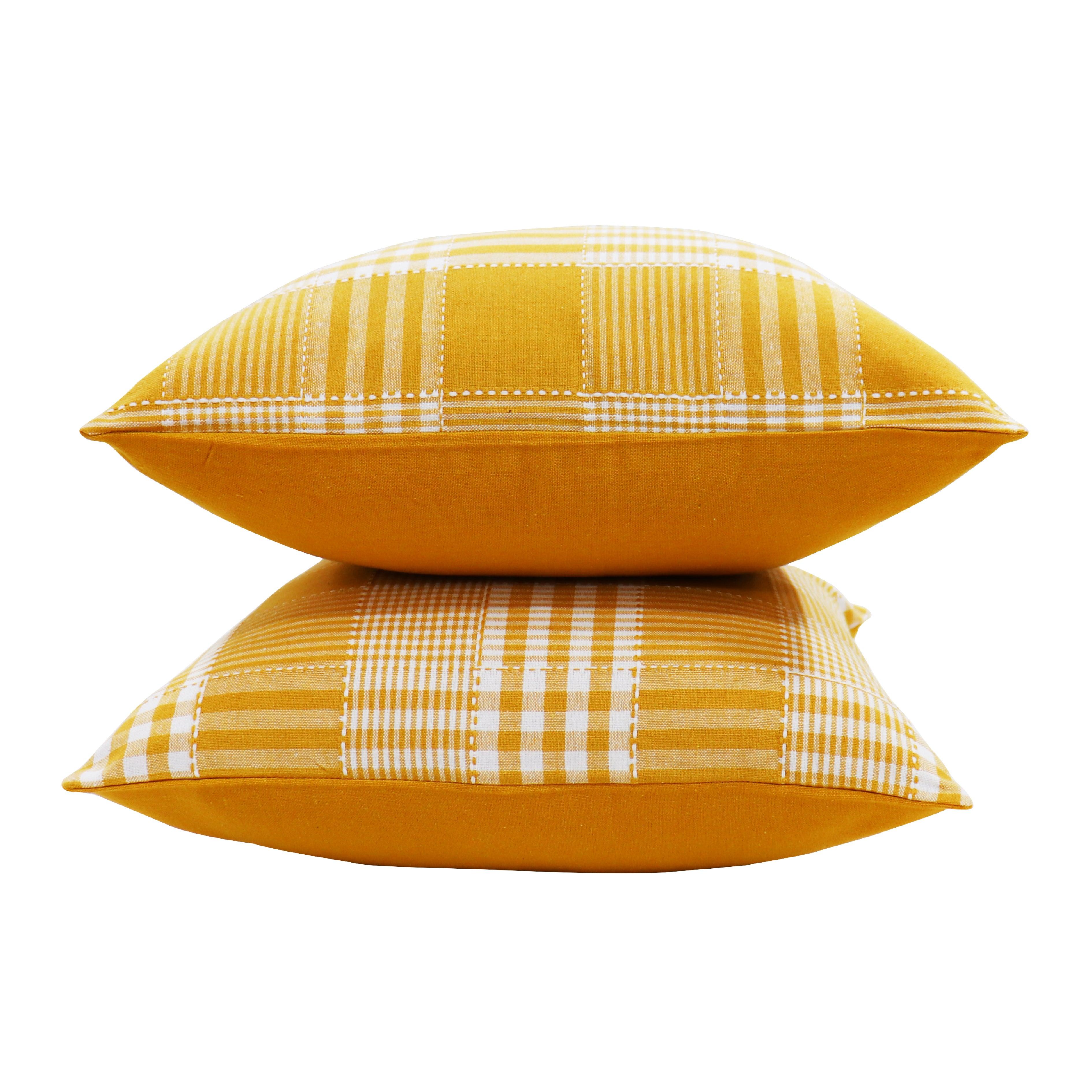 Cotton Track Dobby Yellow Cushion Covers