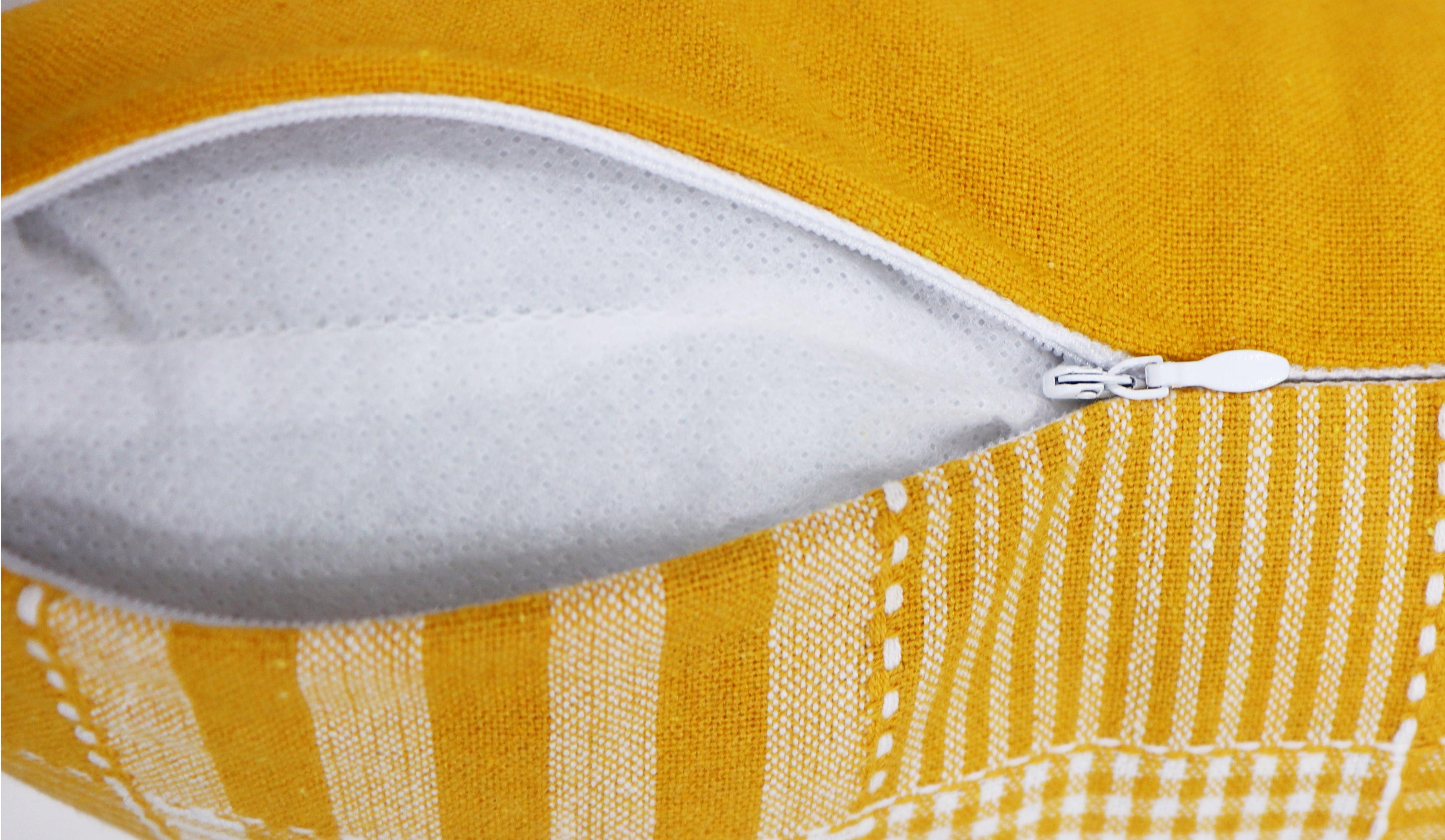 Cotton Track Dobby Yellow Cushion Covers