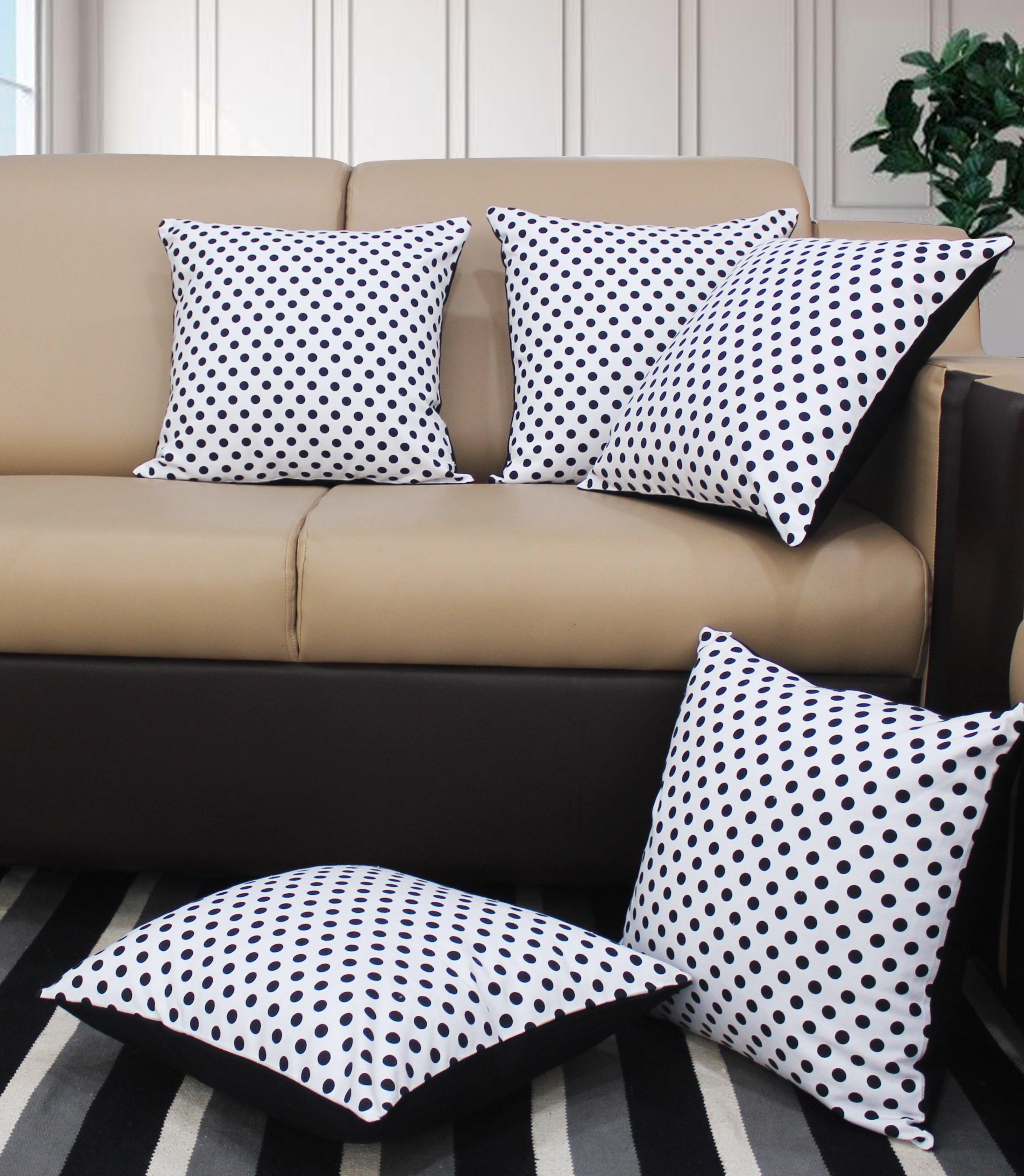 Cotton Polka Dot White Cushion Covers