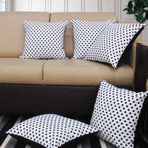 Cotton Polka Dot White Cushion Covers Pack Of 5 freeshipping - Airwill