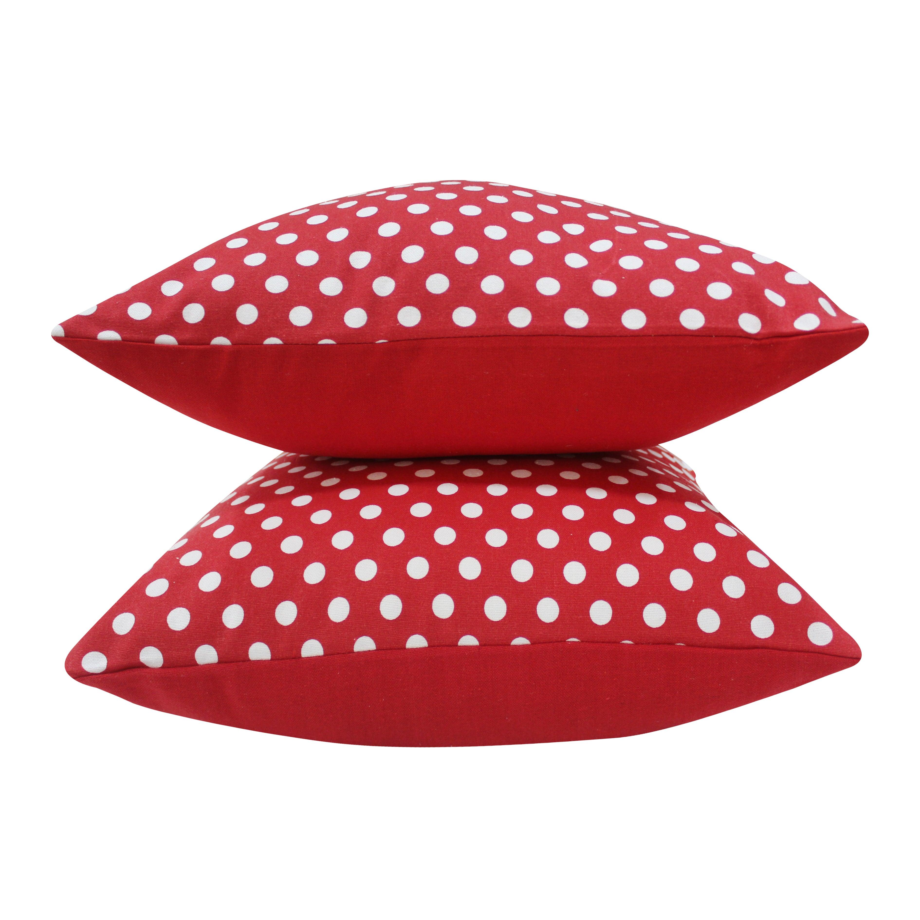 Cotton Polka Dot Red Cushion Covers