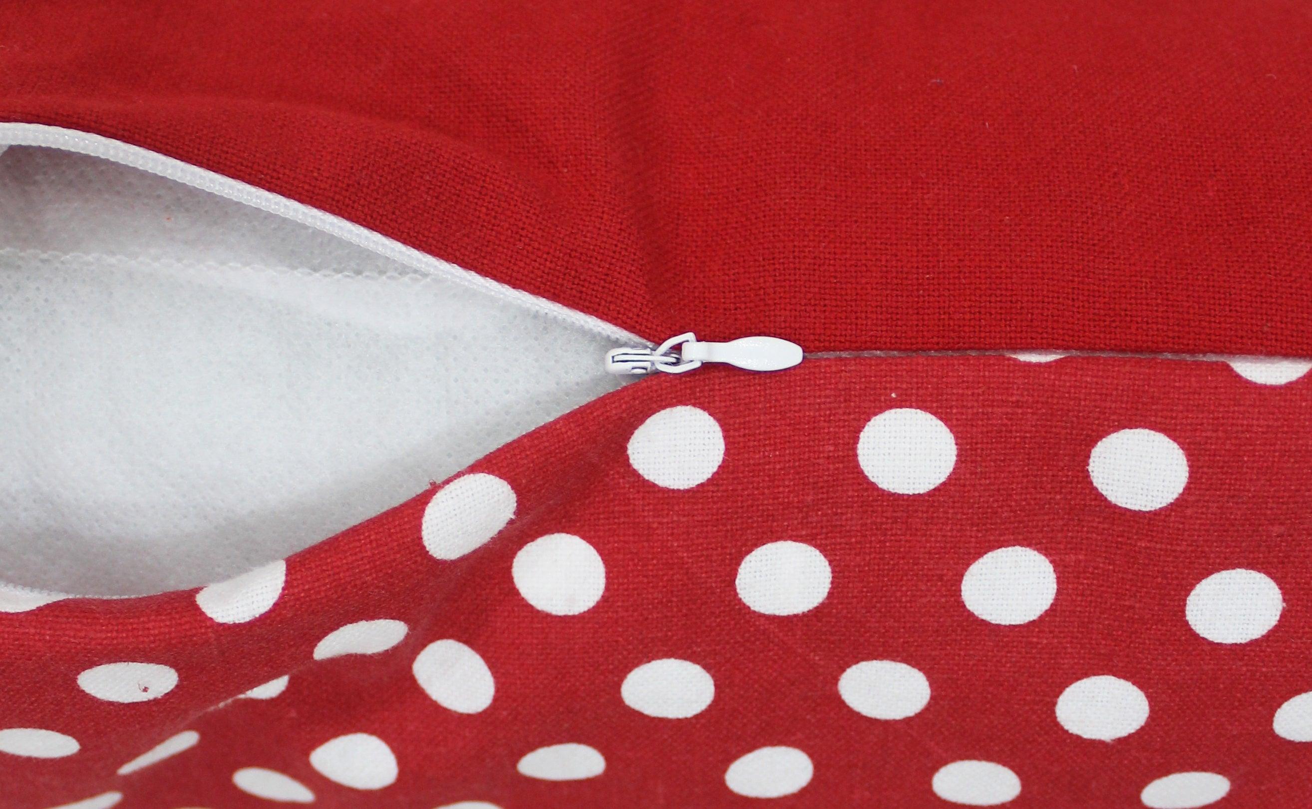 Cotton Polka Dot Red Cushion Covers