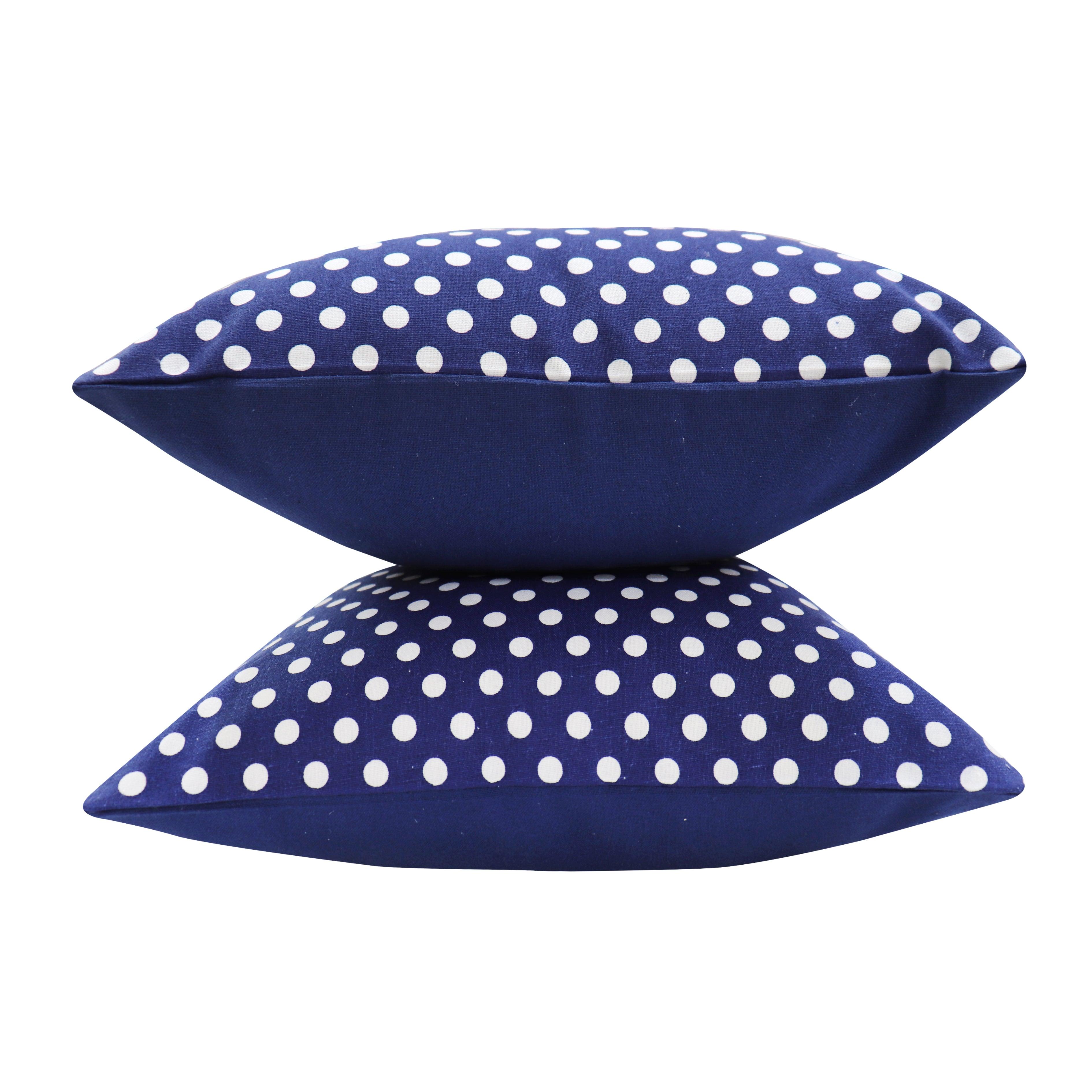 Cotton Polka Dot Blue Cushion Covers